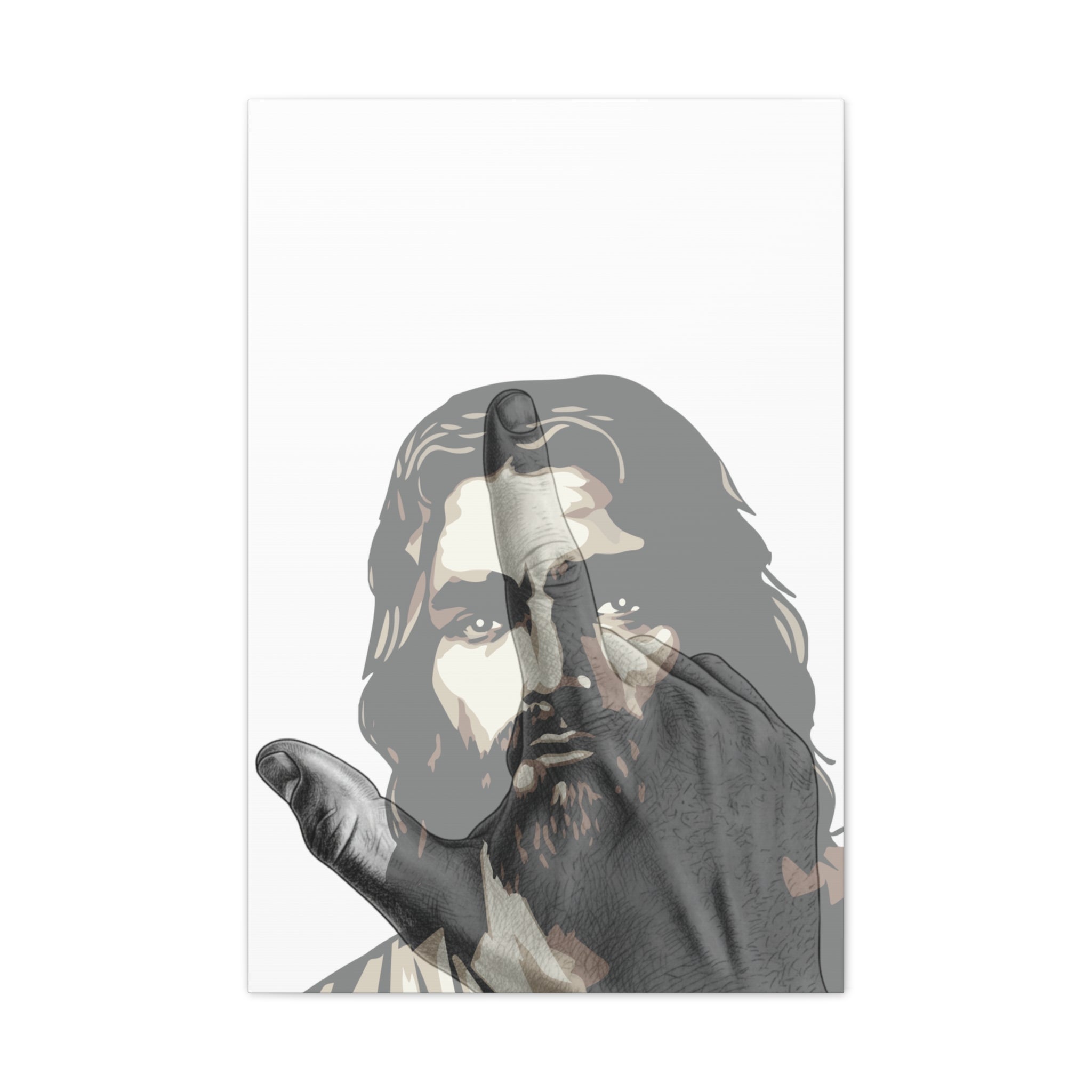 Jesus And J Hand Gesture, White Canva Stretched 0.75"