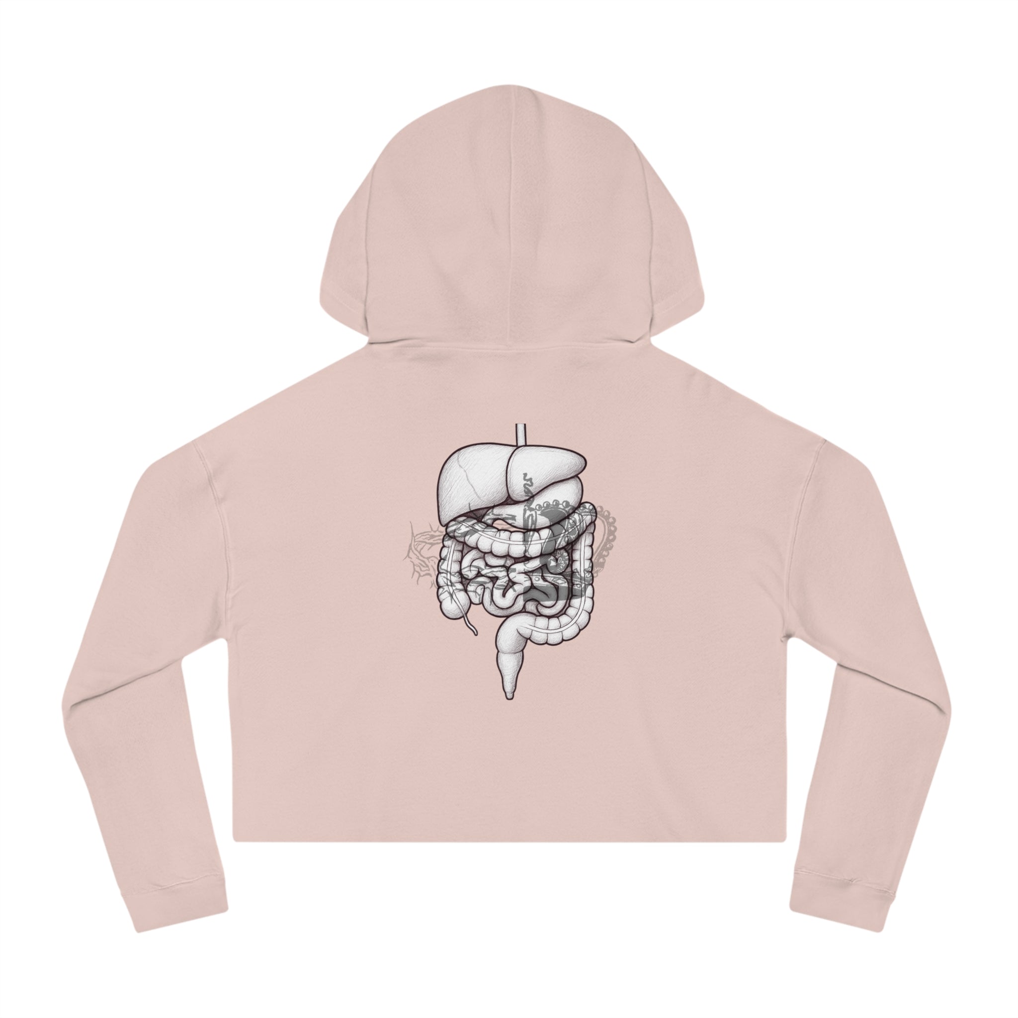2 Crowns and Intestines, 2 Sided Women’s Cropped Hooded Sweatshirt