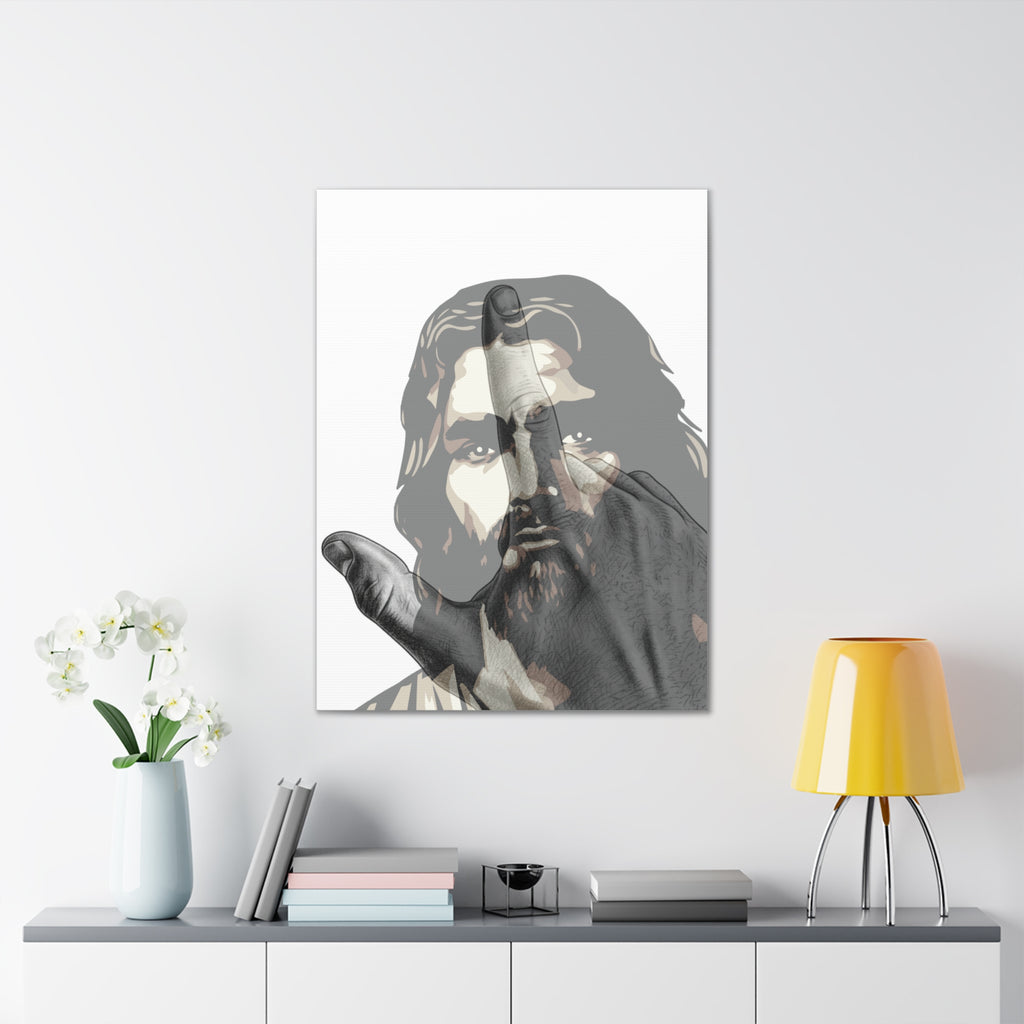 Jesus And J Hand Gesture, White Canva Stretched 0.75"