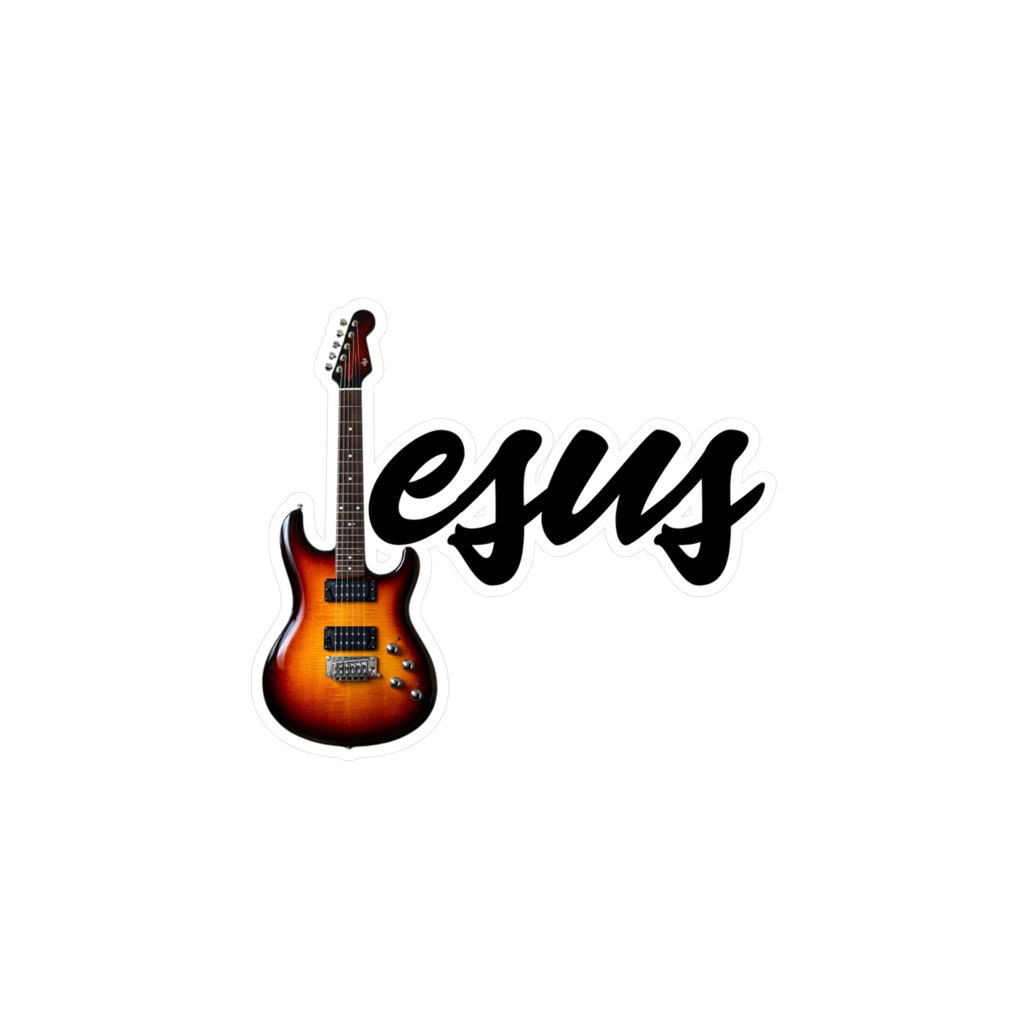 Jesus With Guitar, Kiss-Cut Vinyl Decals, Sticker
