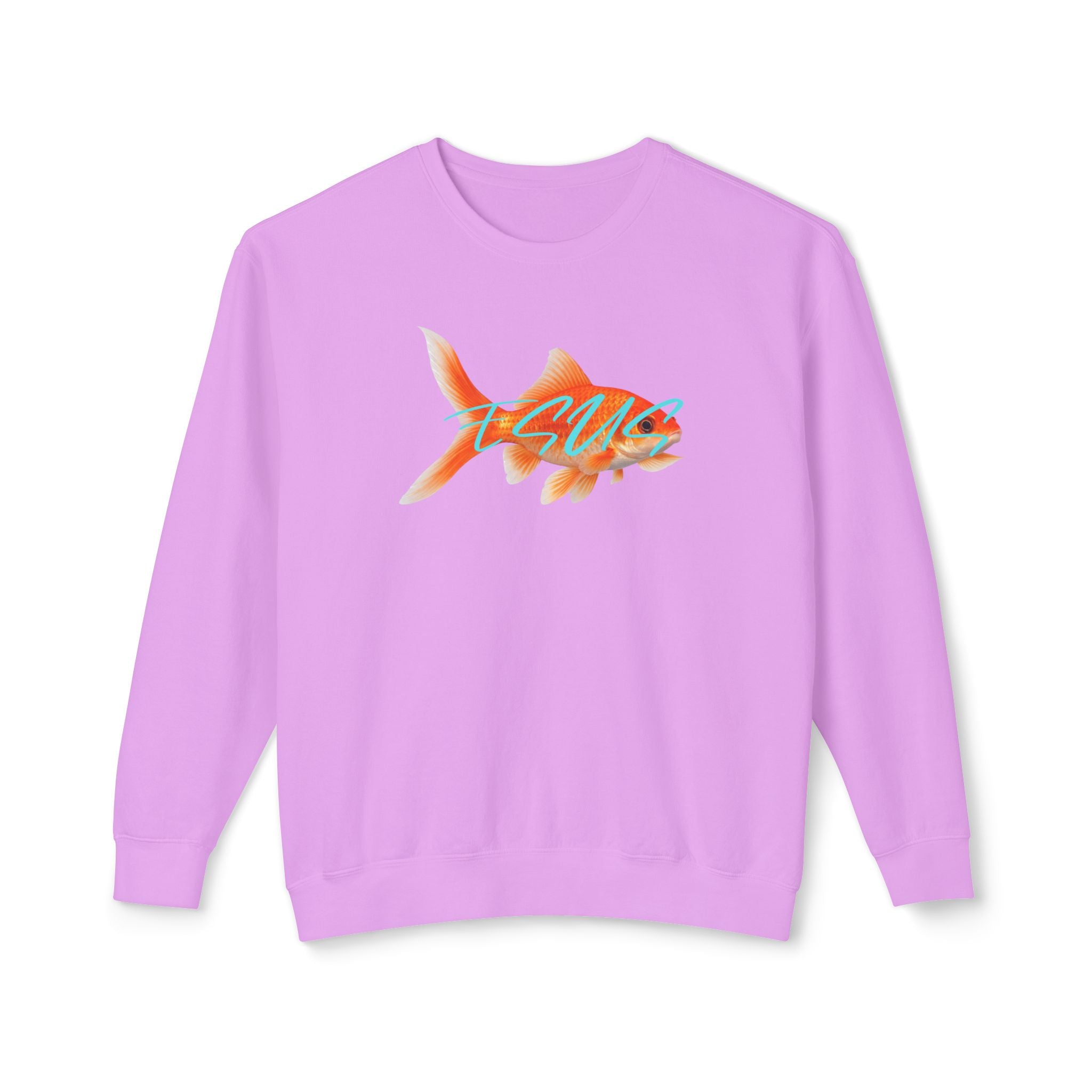 Jesus With Goldfish, 2 Sided Unisex Lightweight Crewneck Sweatshirt