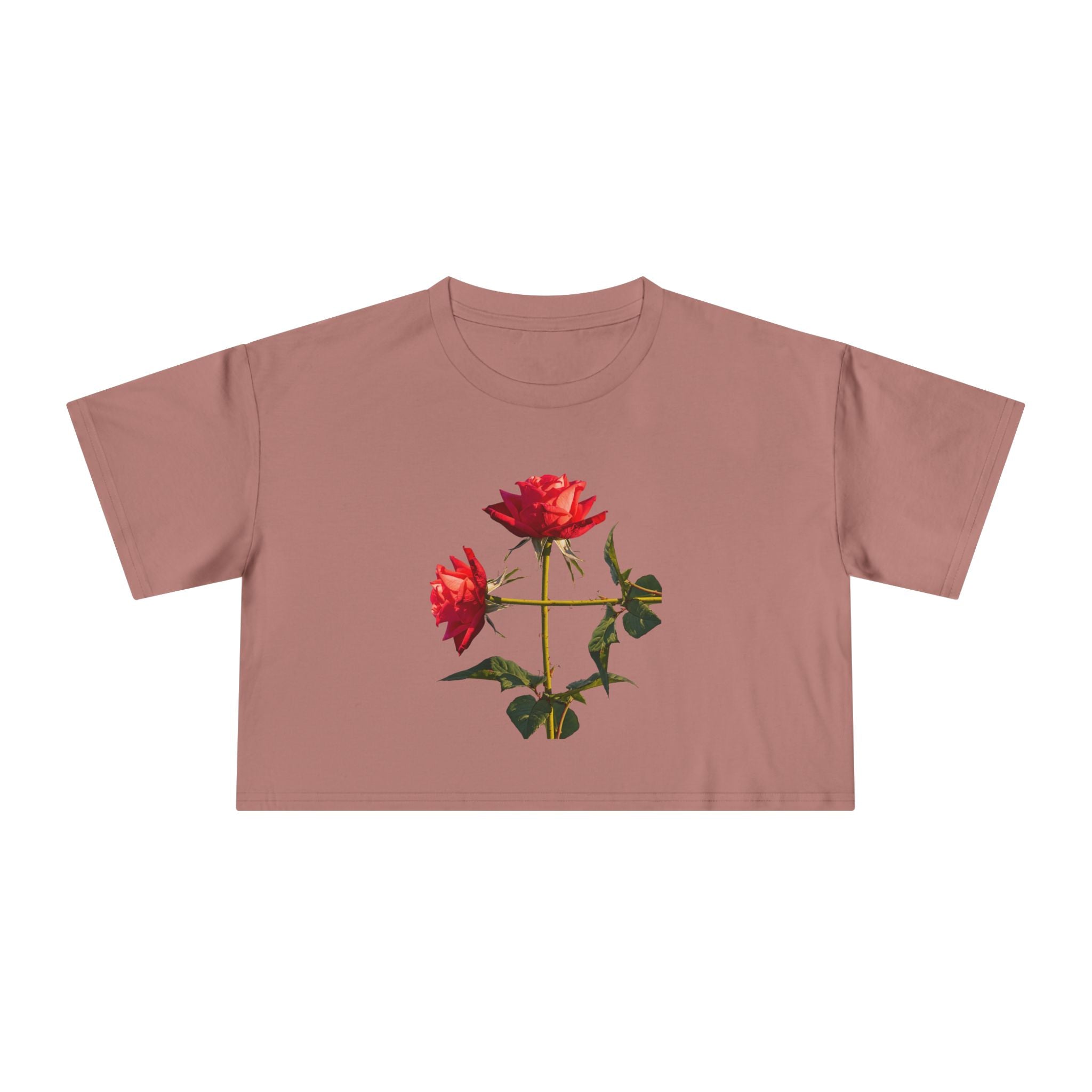 Cross Form Red Roses, Women's Crop Tee