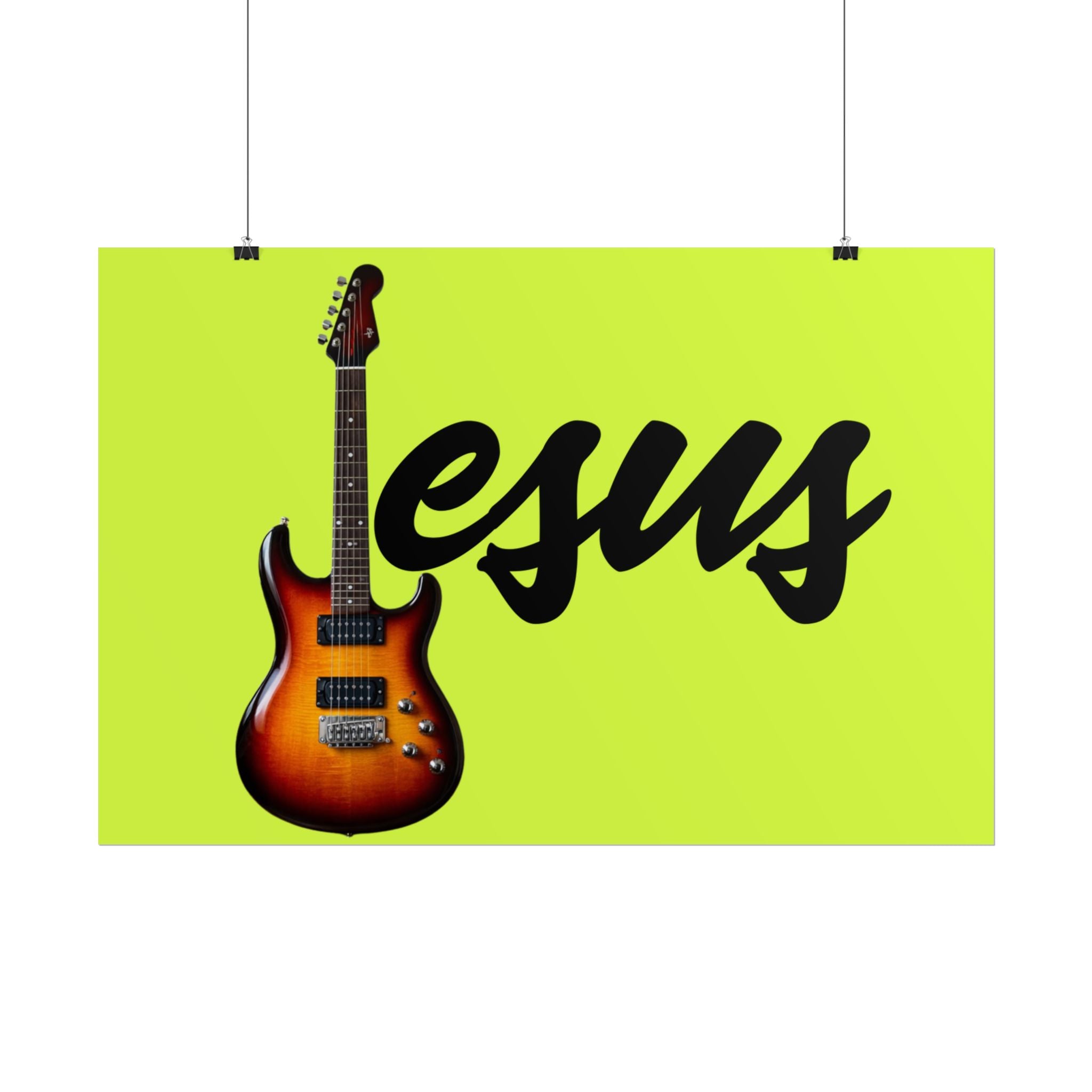 Jesus With Guitar, Yellow Highlight Rolled Posters