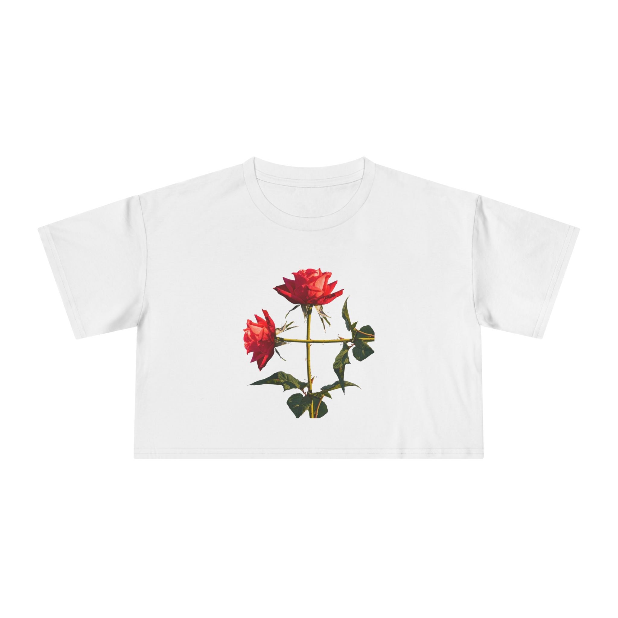 Cross Form Red Roses, Women's Crop Tee