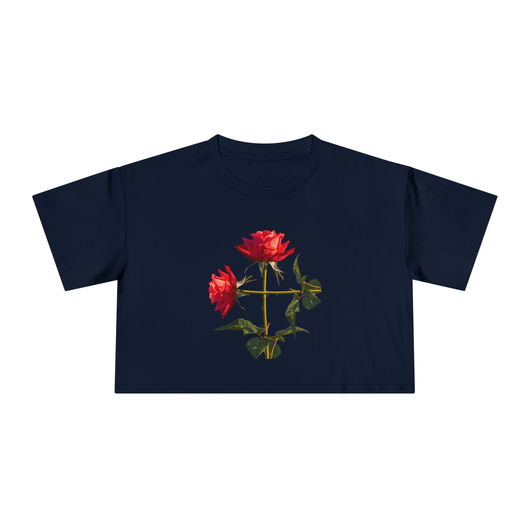 Cross Form Red Roses, Women's Crop Tee