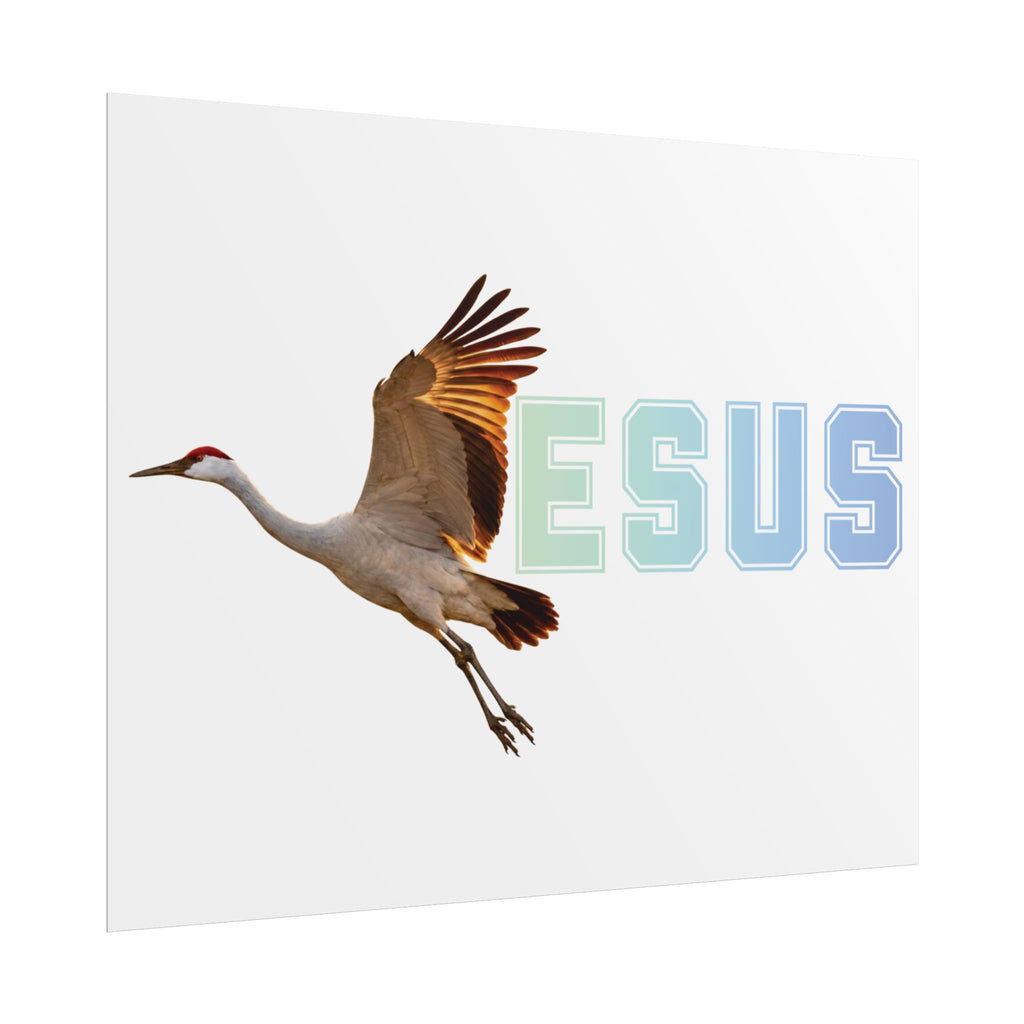Jesus With Crane Bird, White Rolled Posters