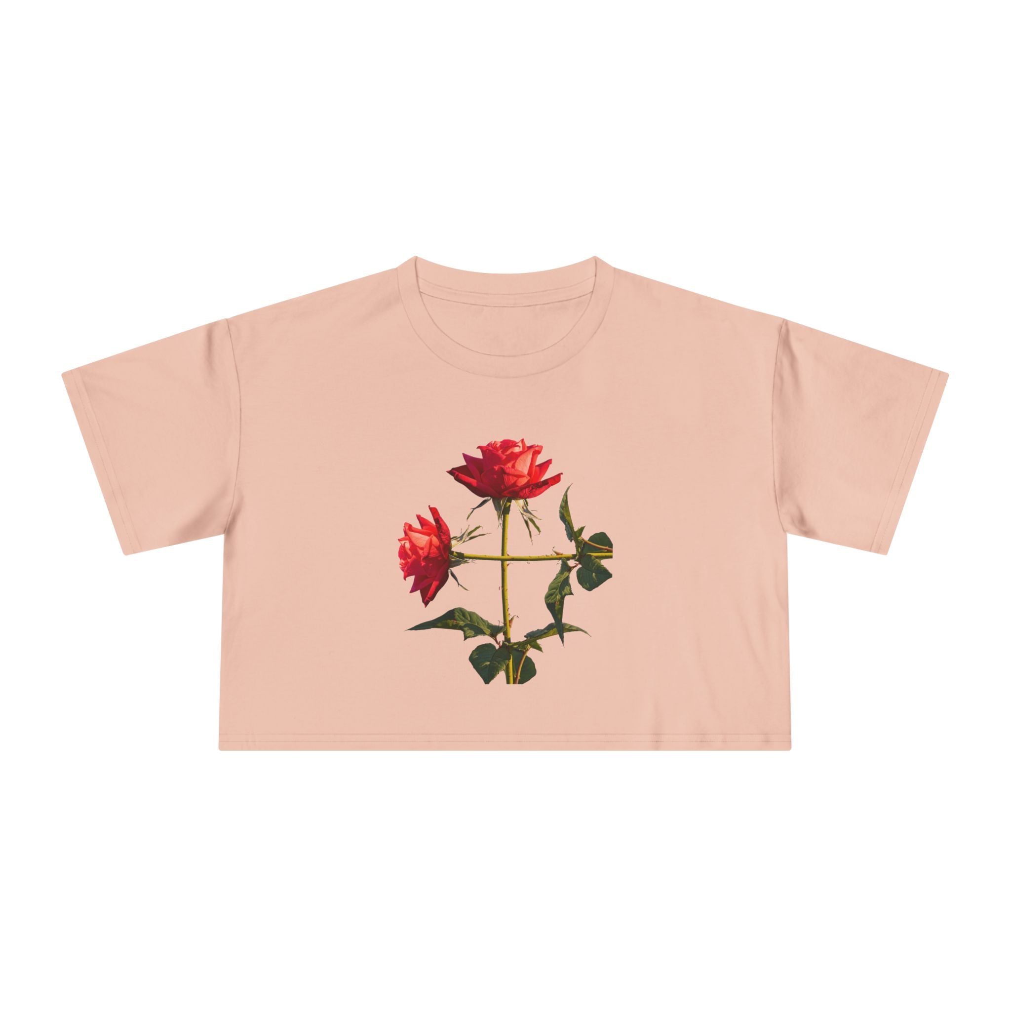 Cross Form Red Roses, Women's Crop Tee