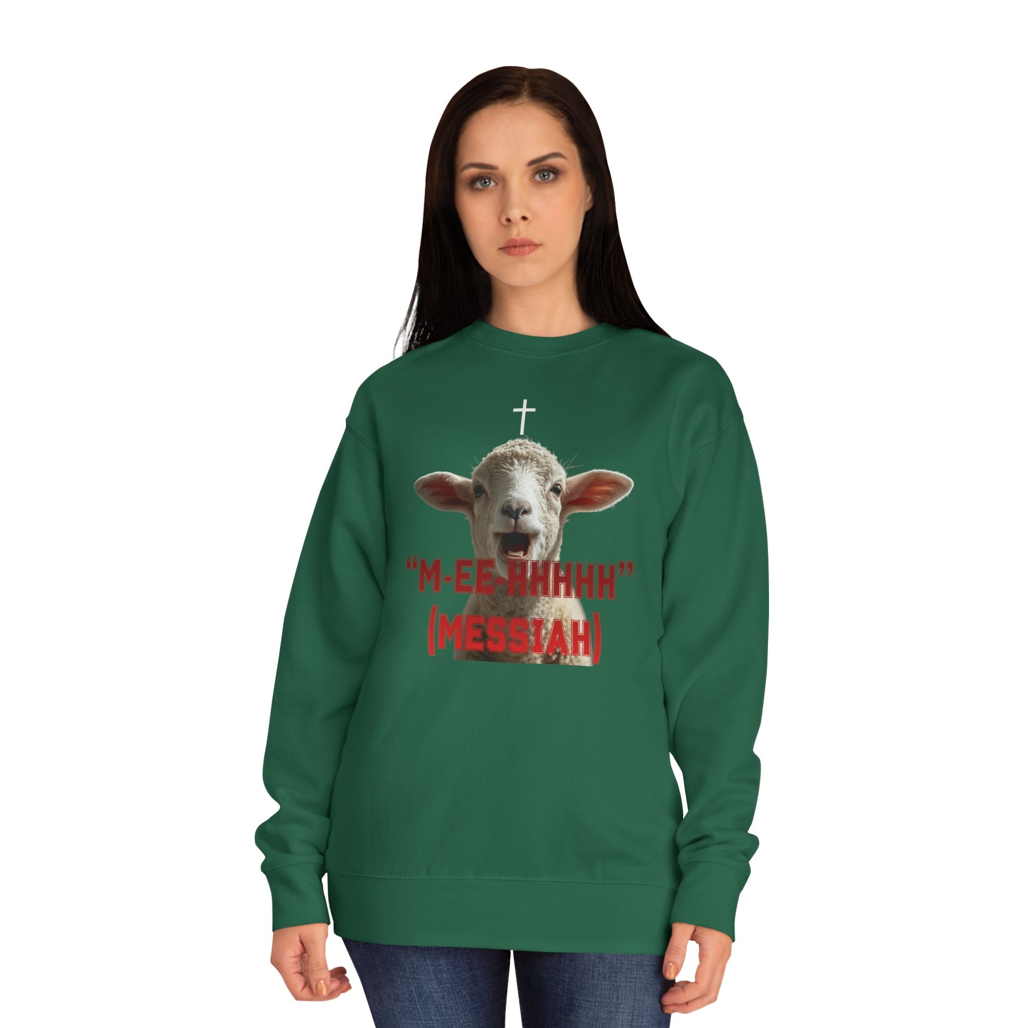 "M-EE-HHHHH" (Messiah)™ Large Print, Unisex Crewneck Sweatshirt