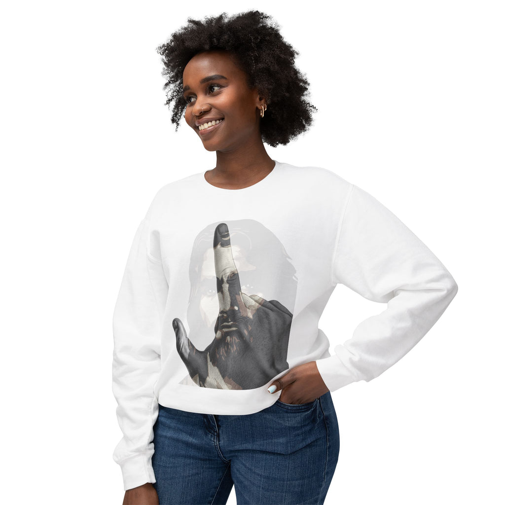 Jesus And J Hand Gesture, Large Print, Unisex Lightweight Crewneck Sweatshirt
