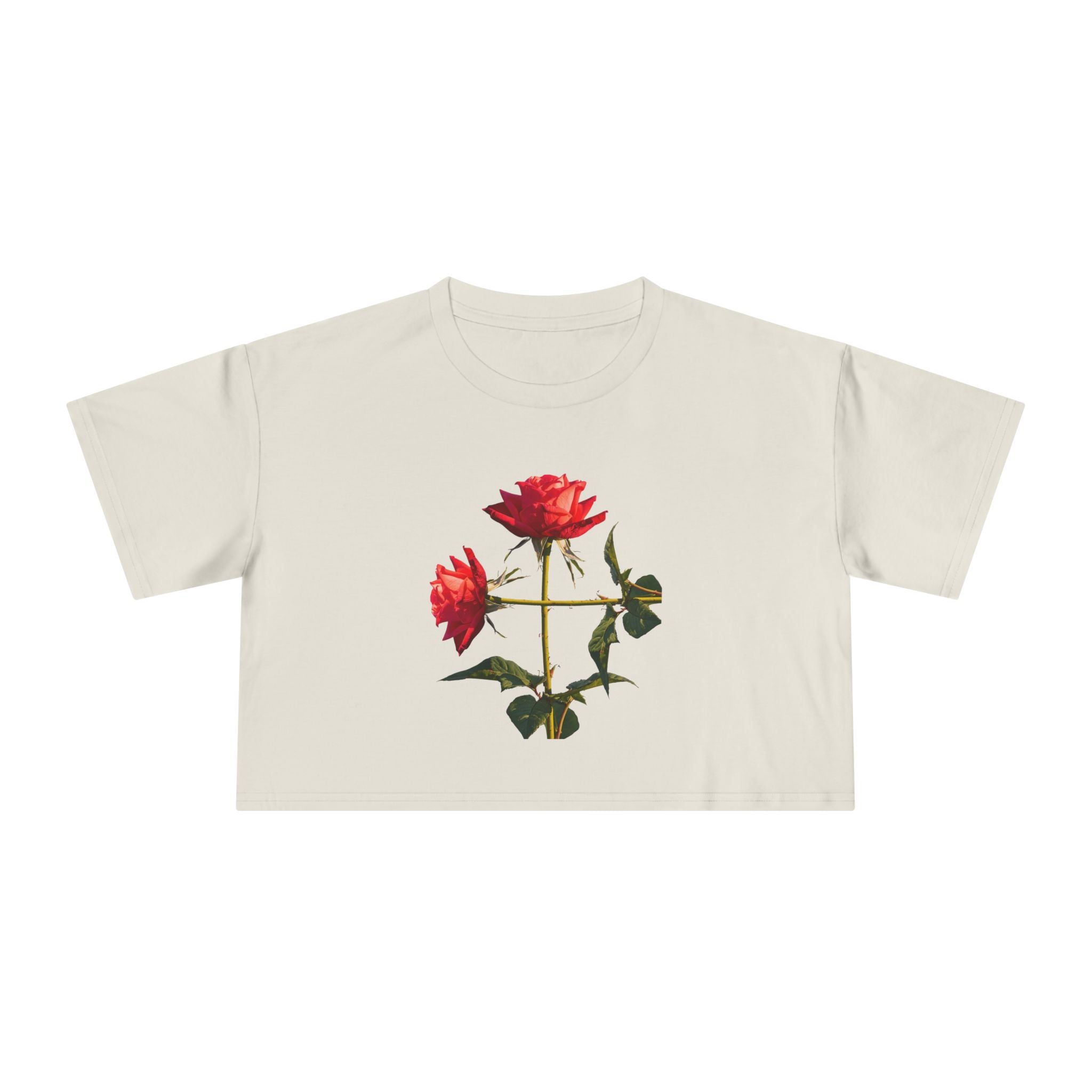 Cross Form Red Roses, Women's Crop Tee