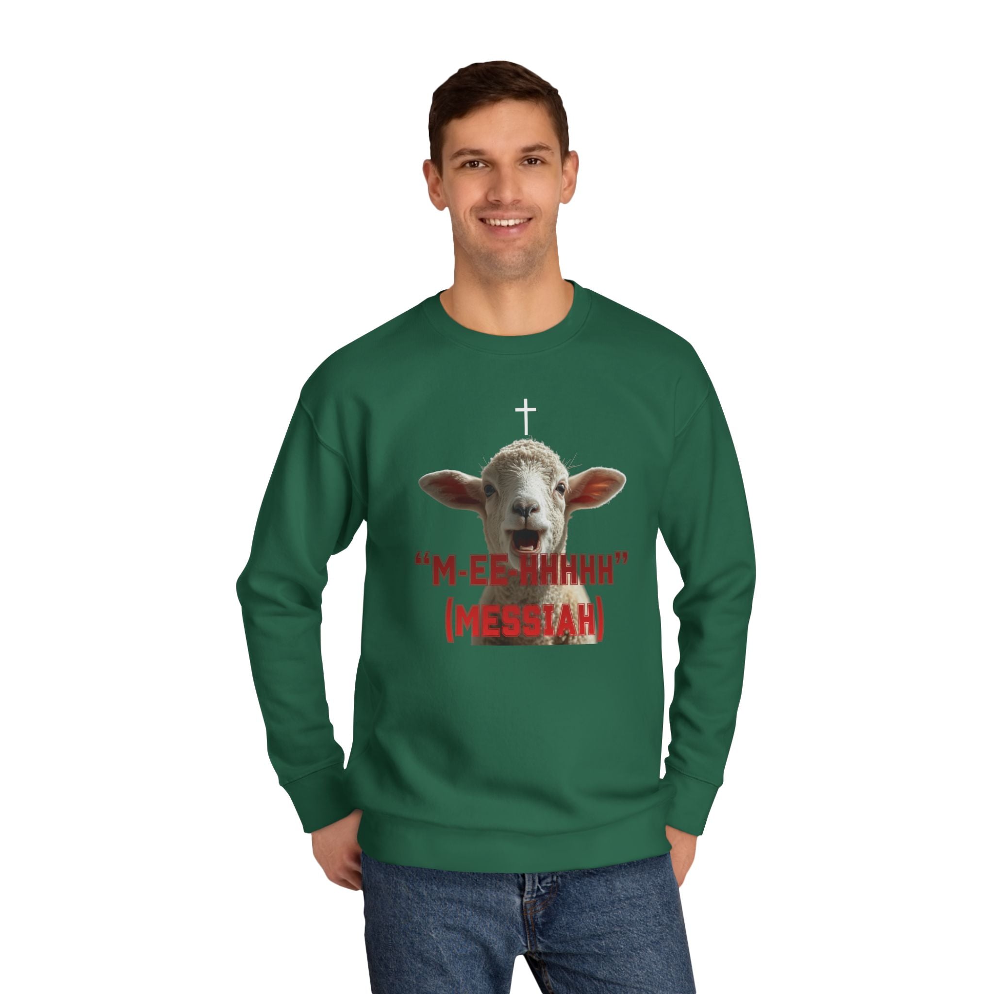 "M-EE-HHHHH" (Messiah)™ Large Print, Unisex Crewneck Sweatshirt