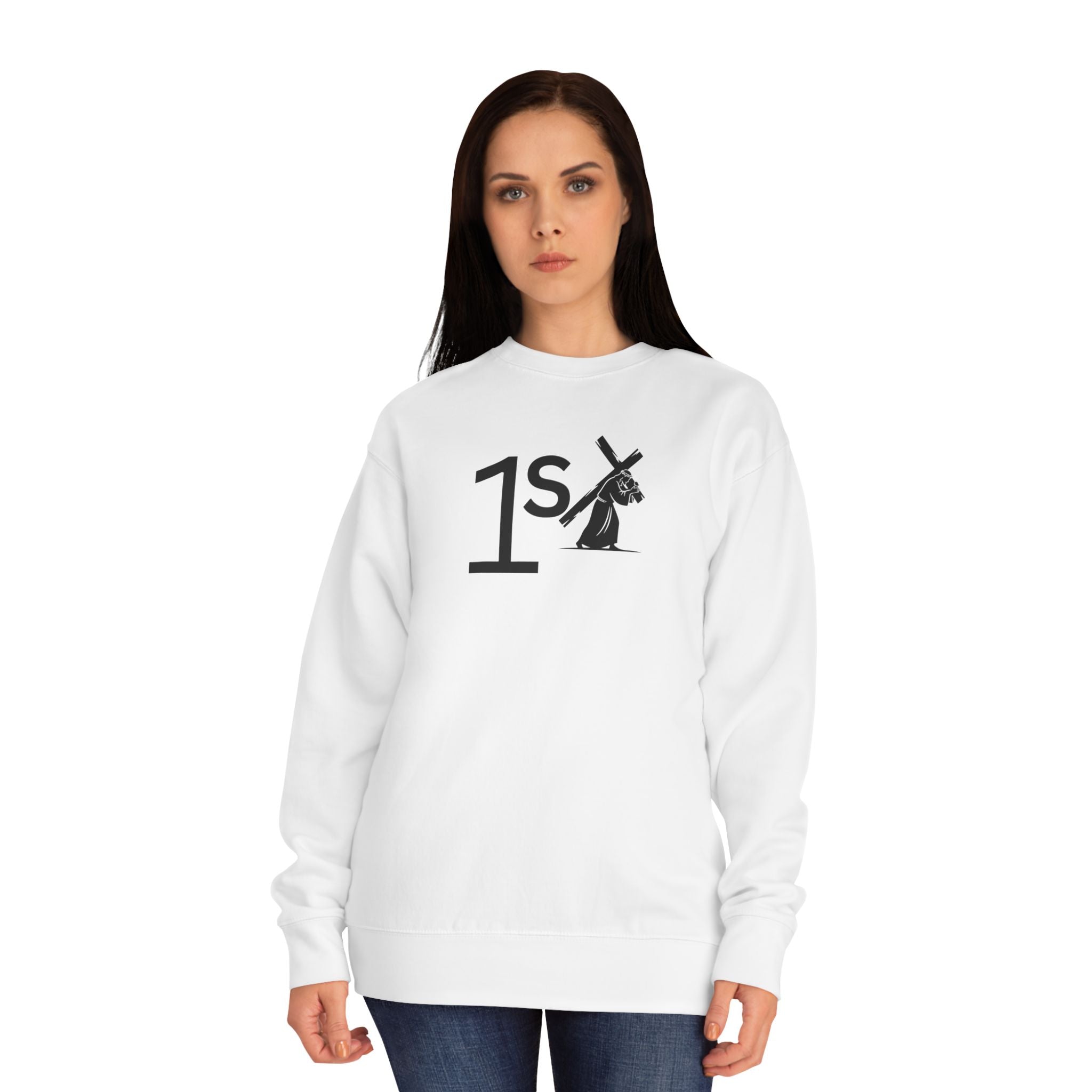 1st with Cross Unisex DryBlend® Crewneck Sweatshirt