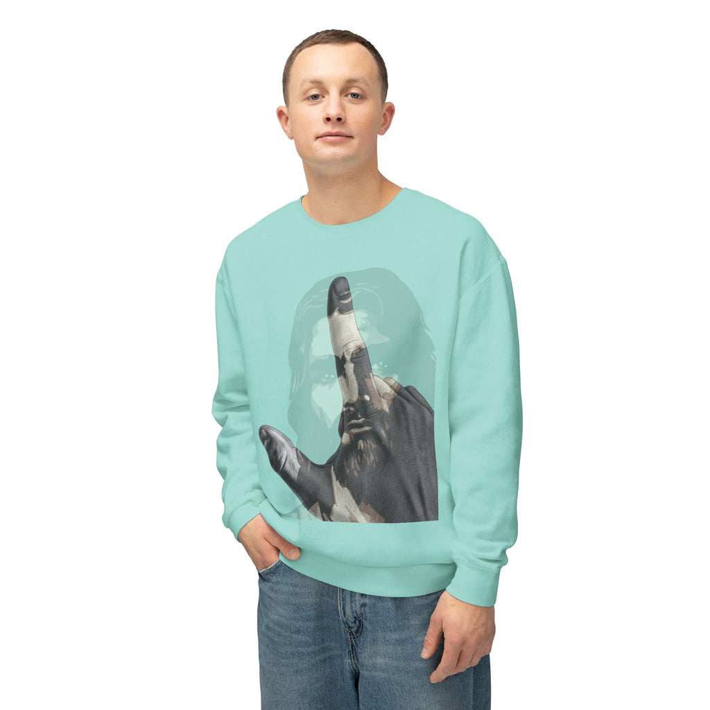 Jesus And J Hand Gesture, Large Print, Unisex Lightweight Crewneck Sweatshirt
