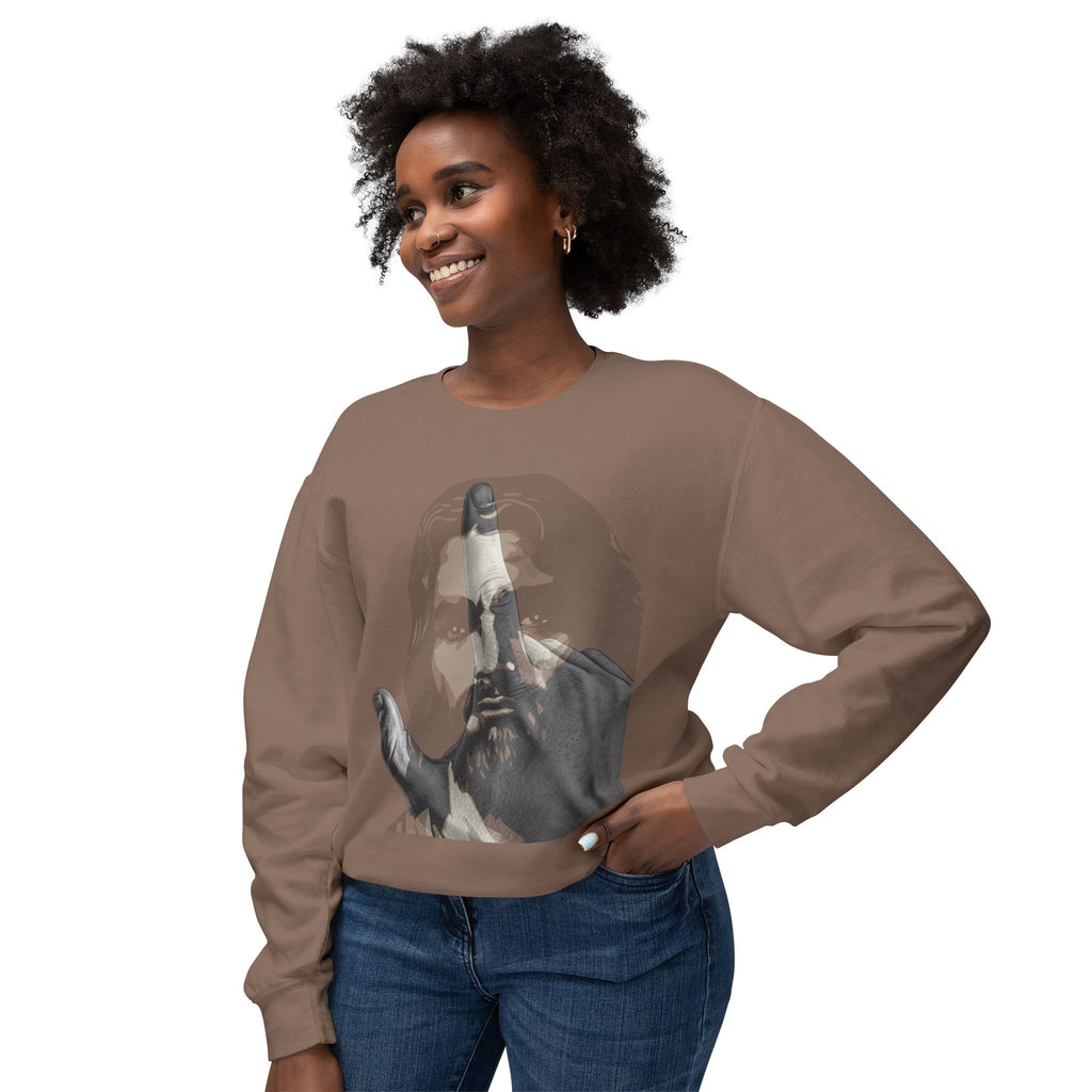 Jesus And J Hand Gesture, Large Print, Unisex Lightweight Crewneck Sweatshirt