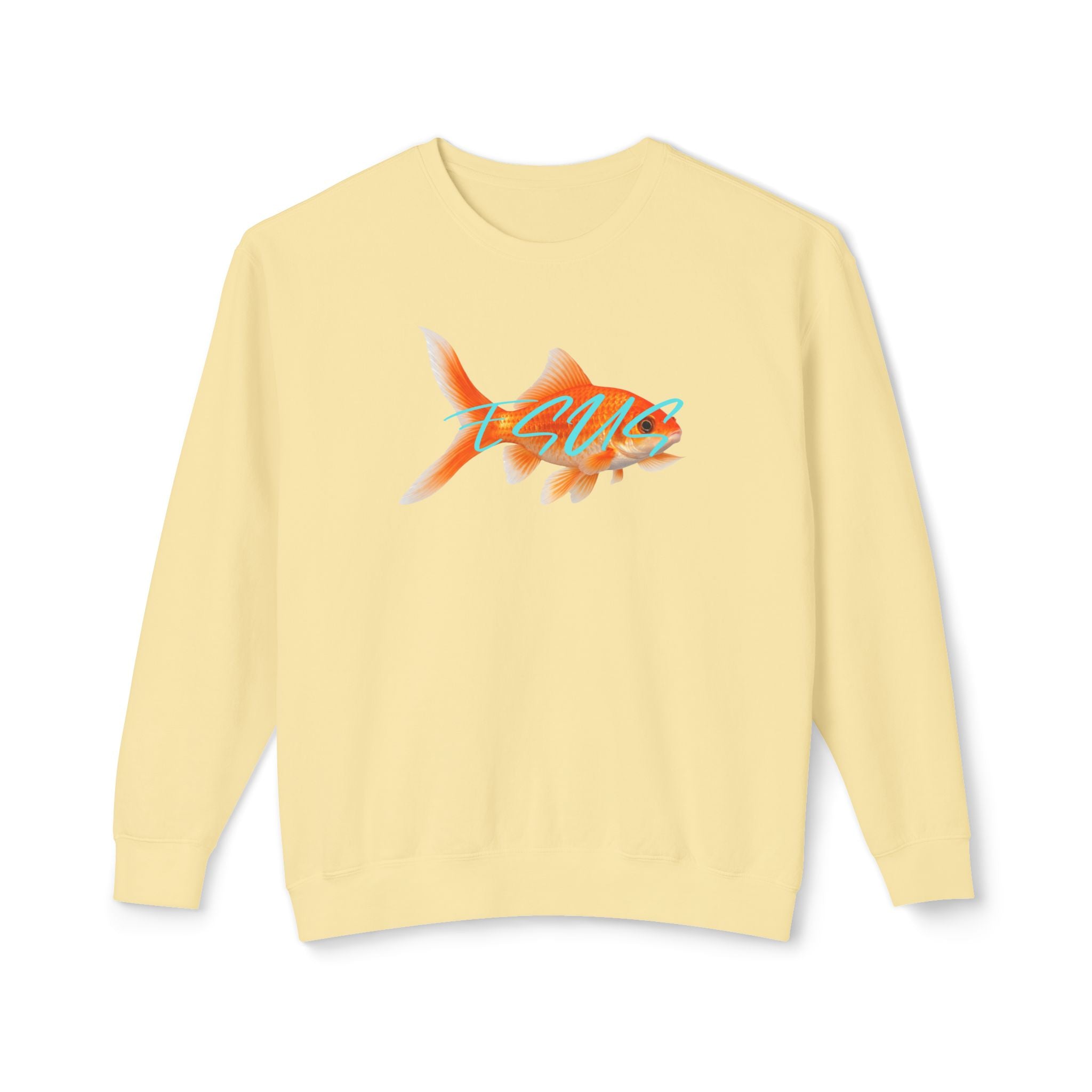 Jesus With Goldfish, 2 Sided Unisex Lightweight Crewneck Sweatshirt