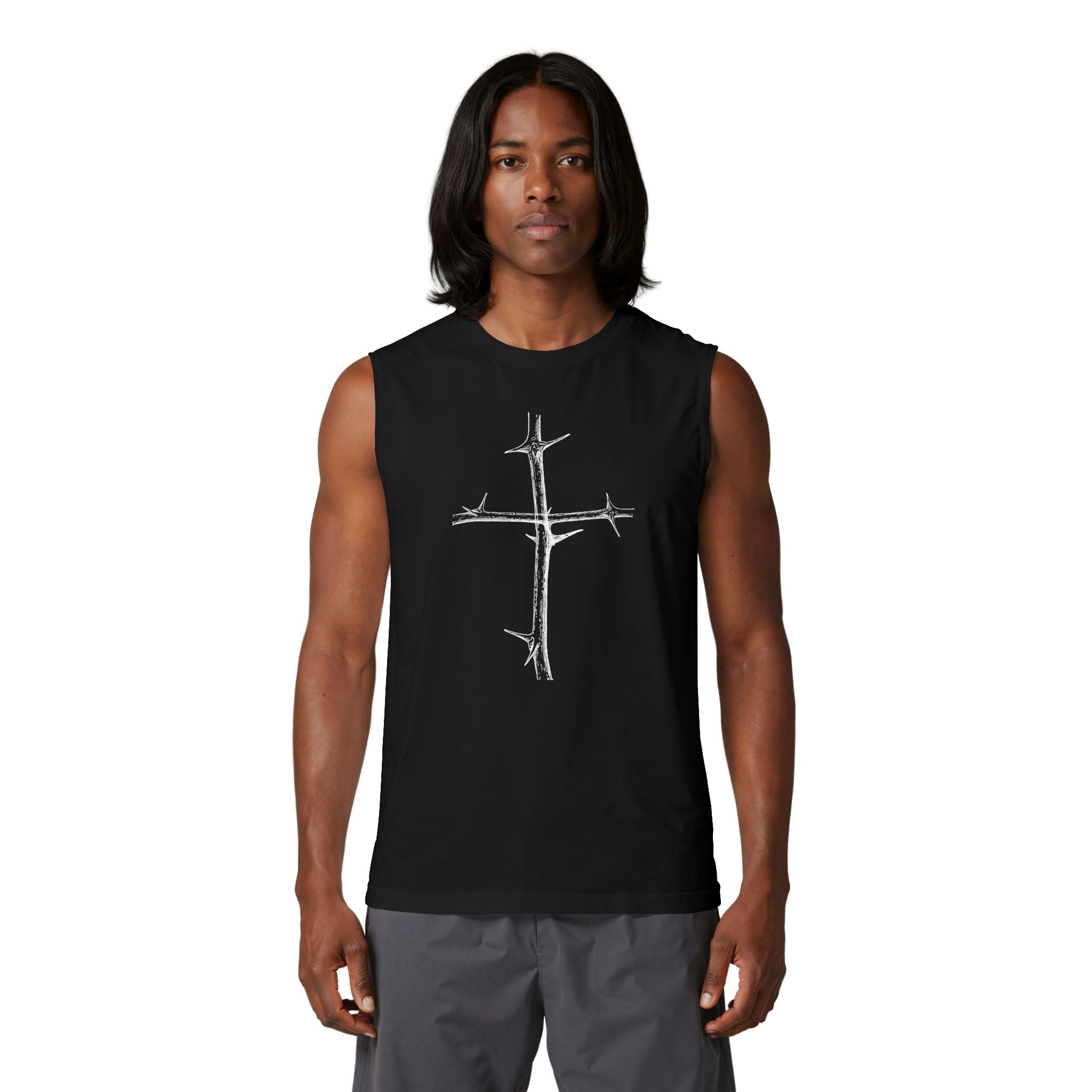 Cross Form Branch Of Thorns, 2 Sided Jersey Muscle Tank