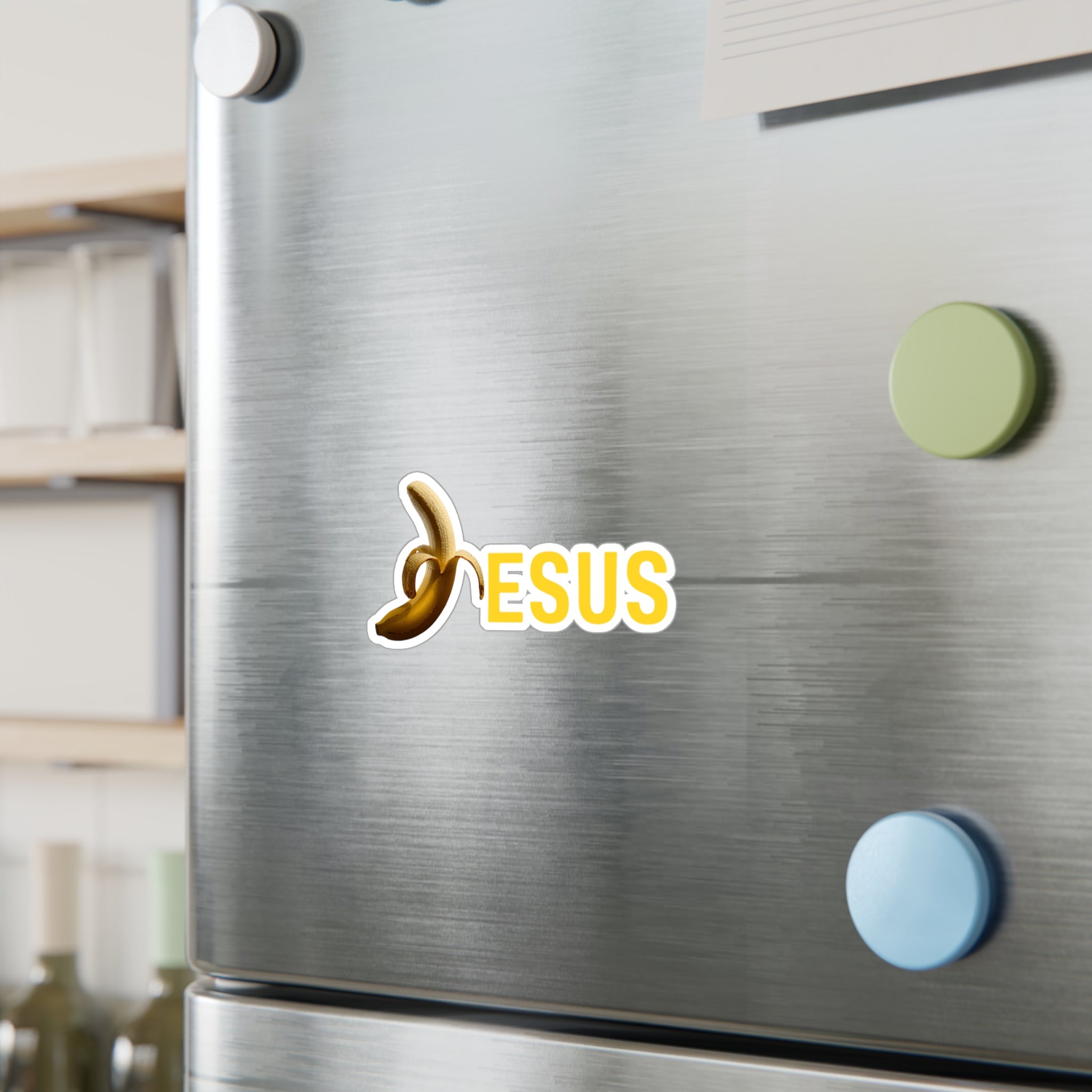 Jesus With Banana 2, Kiss-Cut Vinyl Decals, Sticker