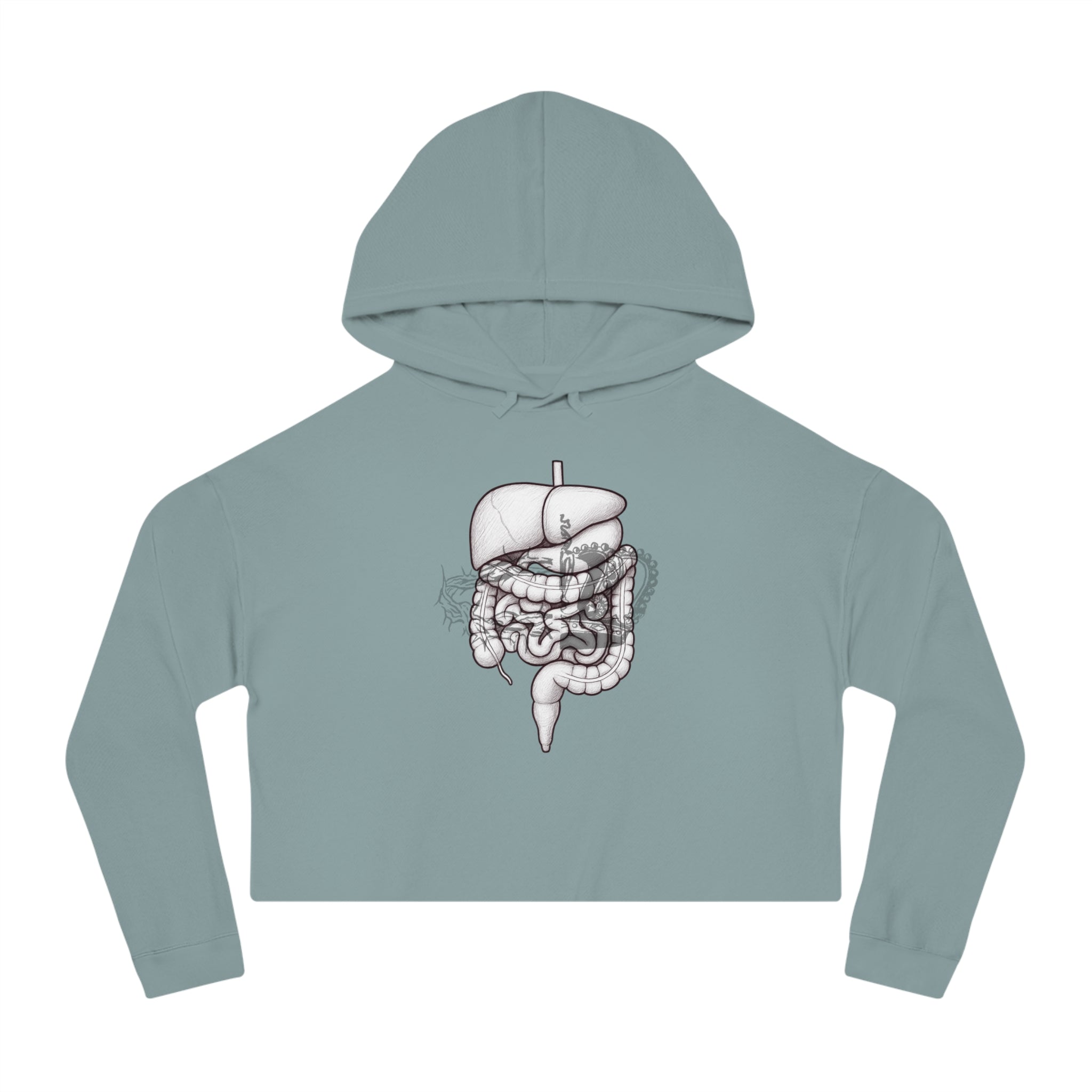 2 Crowns and Intestines, 2 Sided Women’s Cropped Hooded Sweatshirt