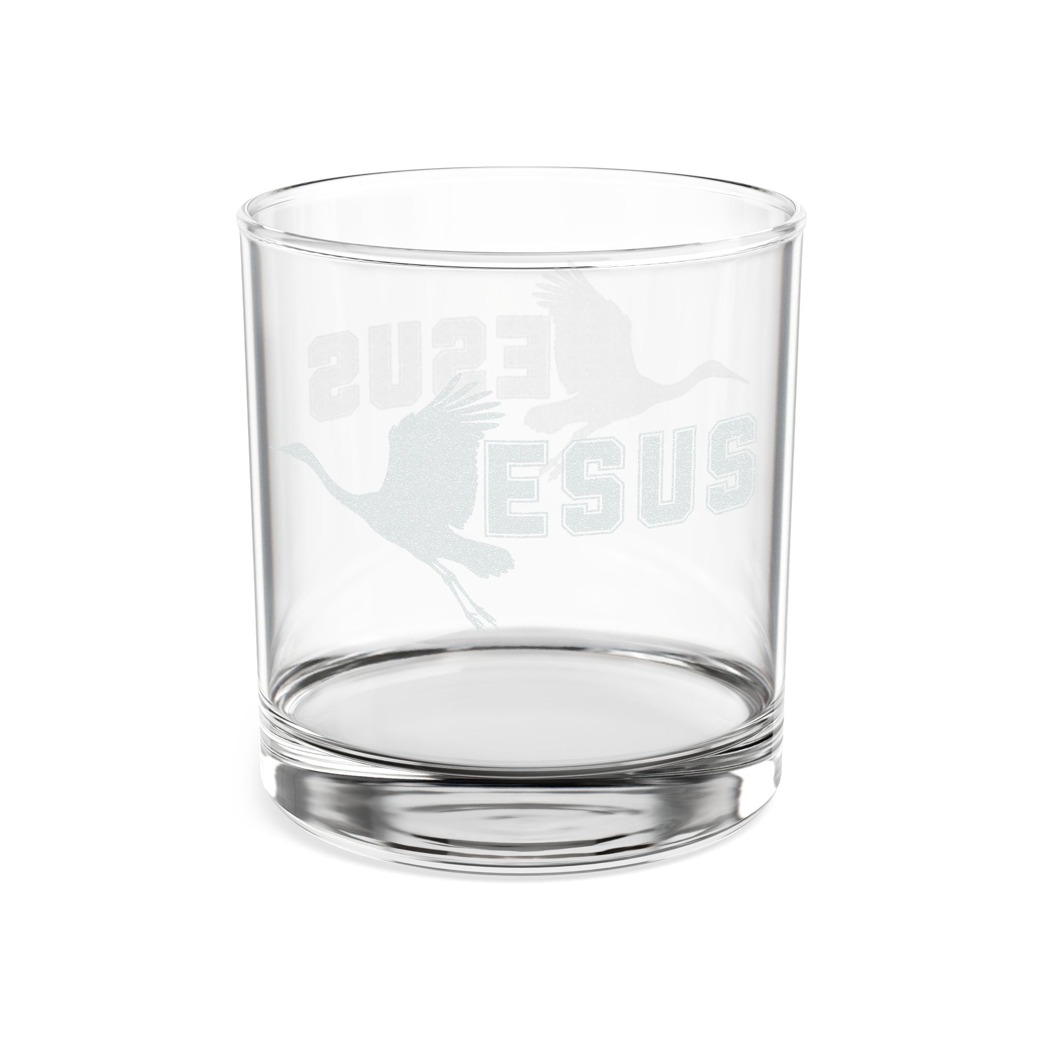Jesus With Crane Bird, Rocks Glass, 10oz (Engraving)