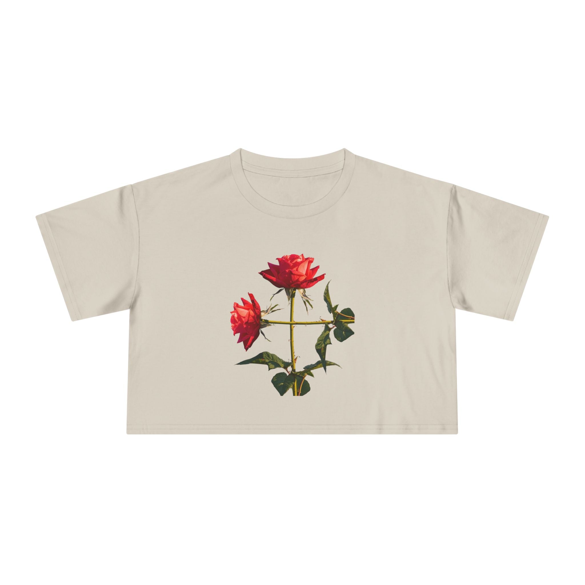 Cross Form Red Roses, Women's Crop Tee