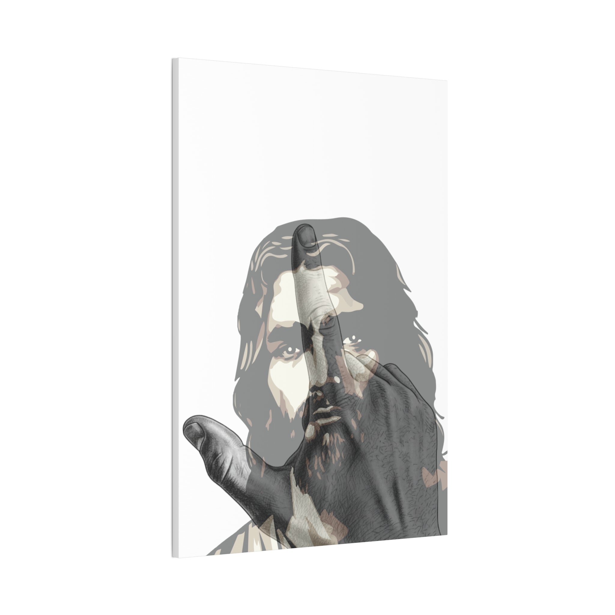 Jesus And J Hand Gesture, White Canva Stretched 0.75"