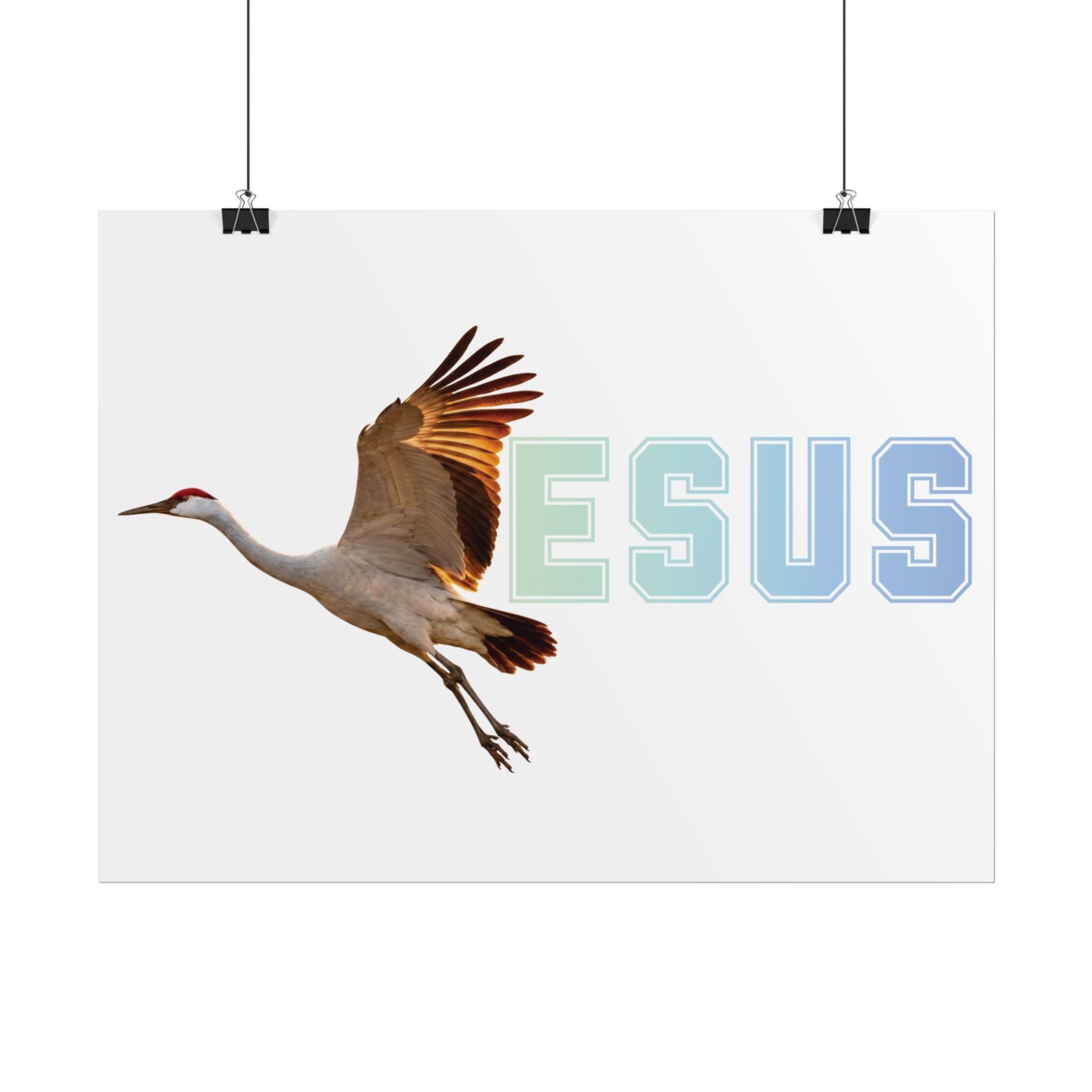 Jesus With Crane Bird, White Rolled Posters