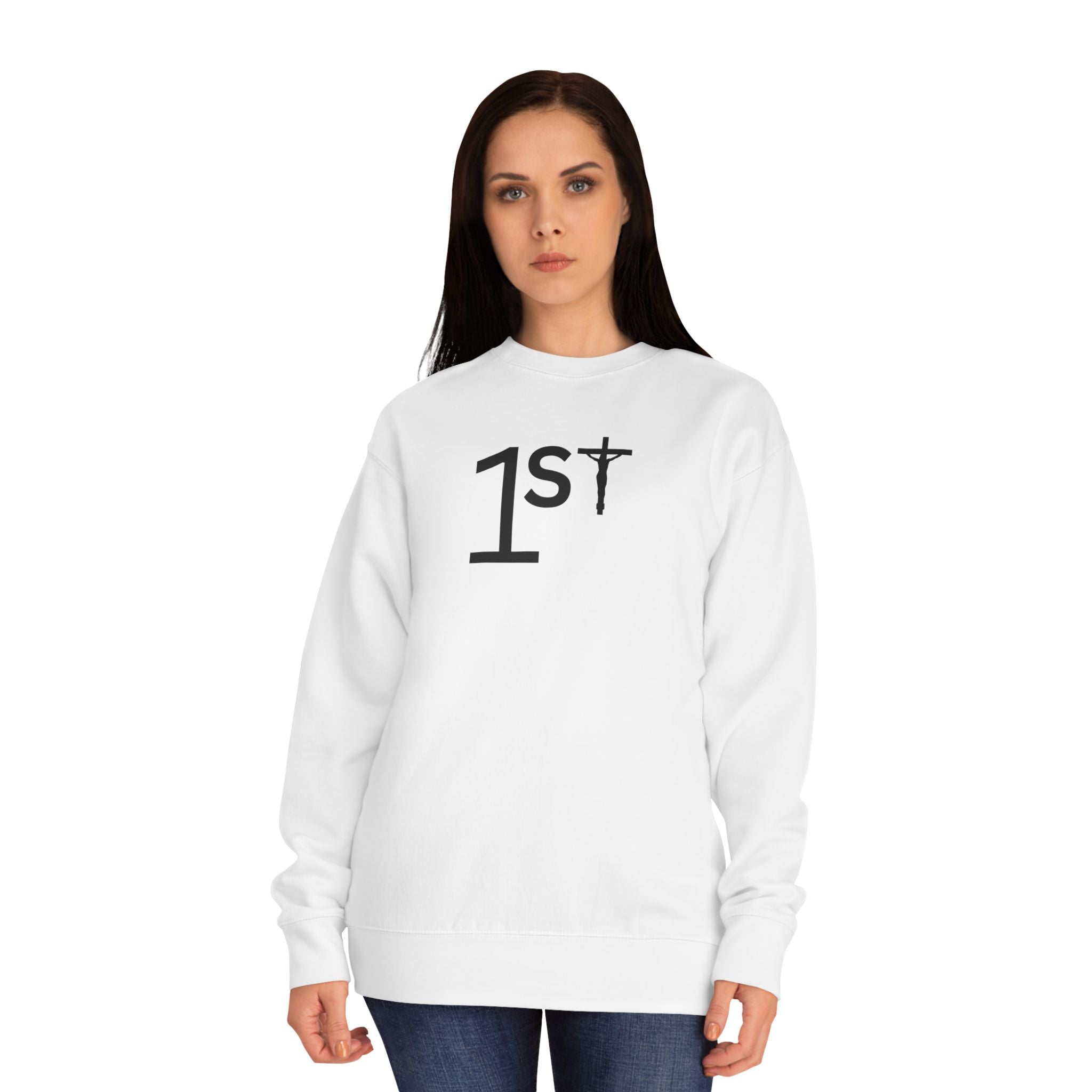 1st with Cross Unisex DryBlend® Crewneck Sweatshirt