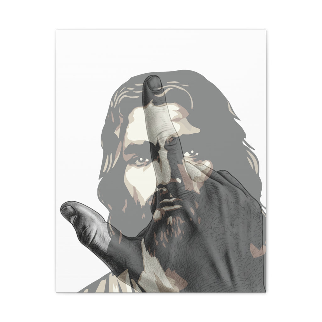 Jesus And J Hand Gesture, White Canva Stretched 0.75"