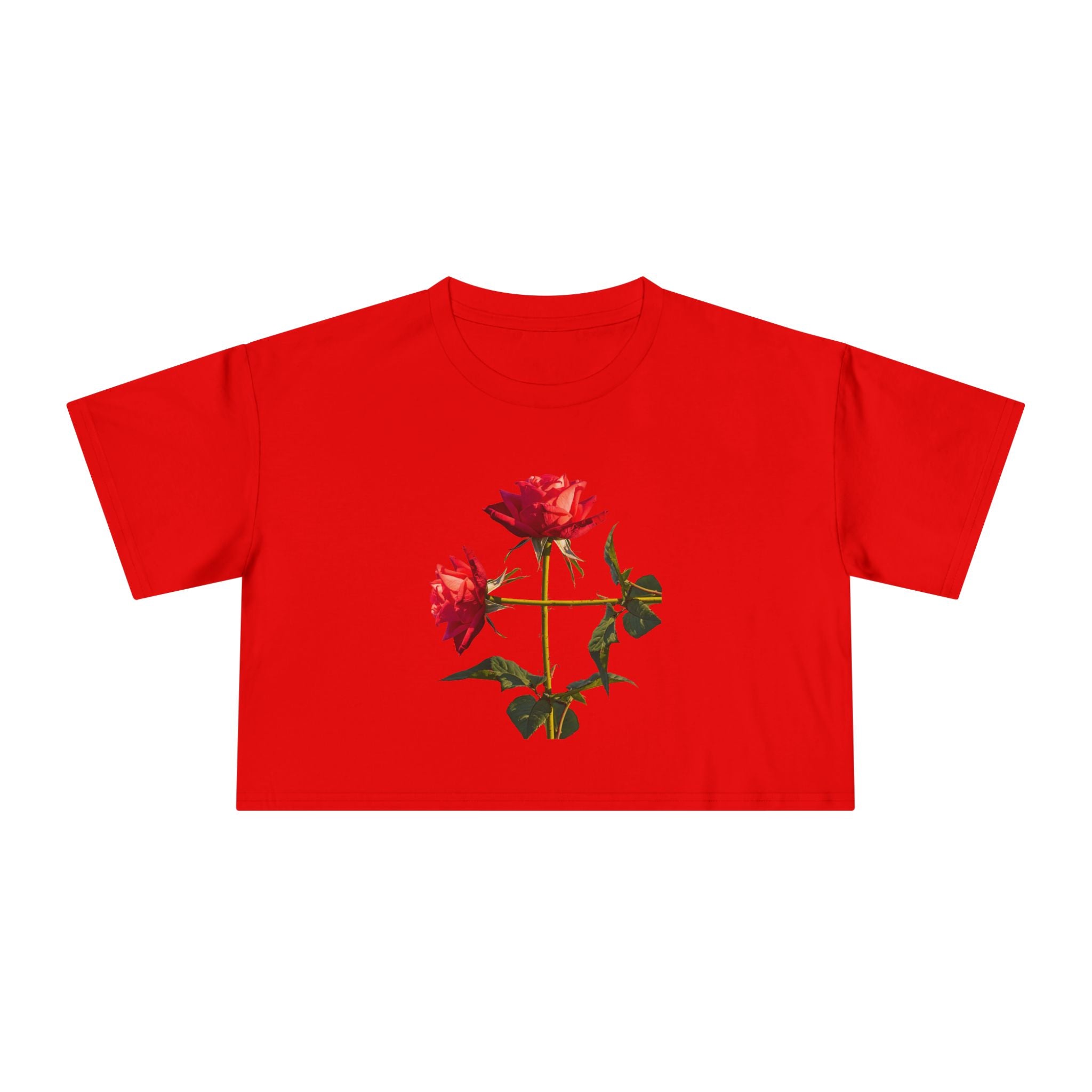 Cross Form Red Roses, Women's Crop Tee