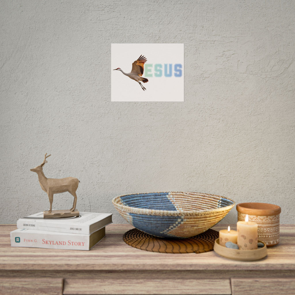 Jesus With Crane Bird, White Rolled Posters