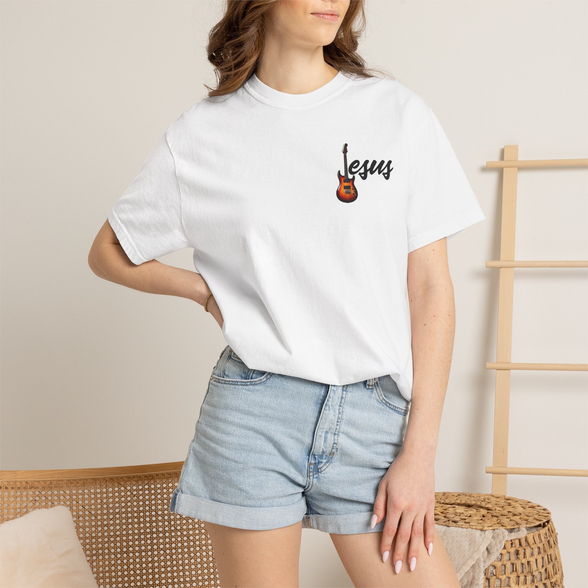 Jesus With Guitar, 2 Sided Comfort Colors 1717 Unisex Tee