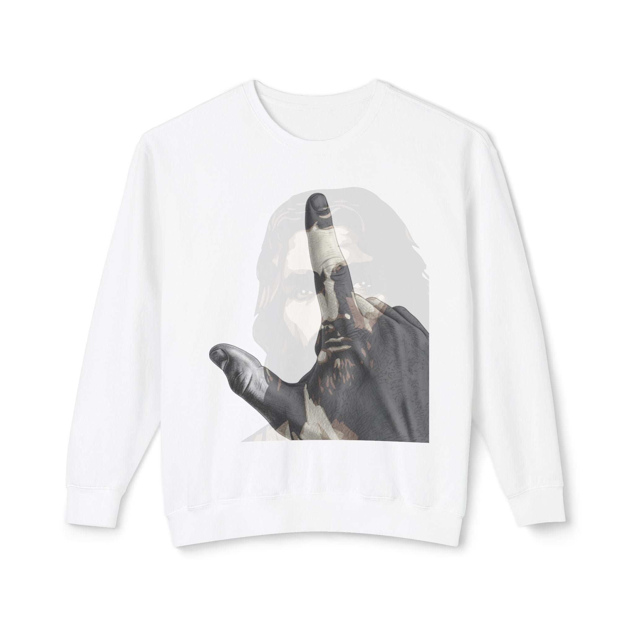 Jesus And J Hand Gesture, Large Print, Unisex Lightweight Crewneck Sweatshirt