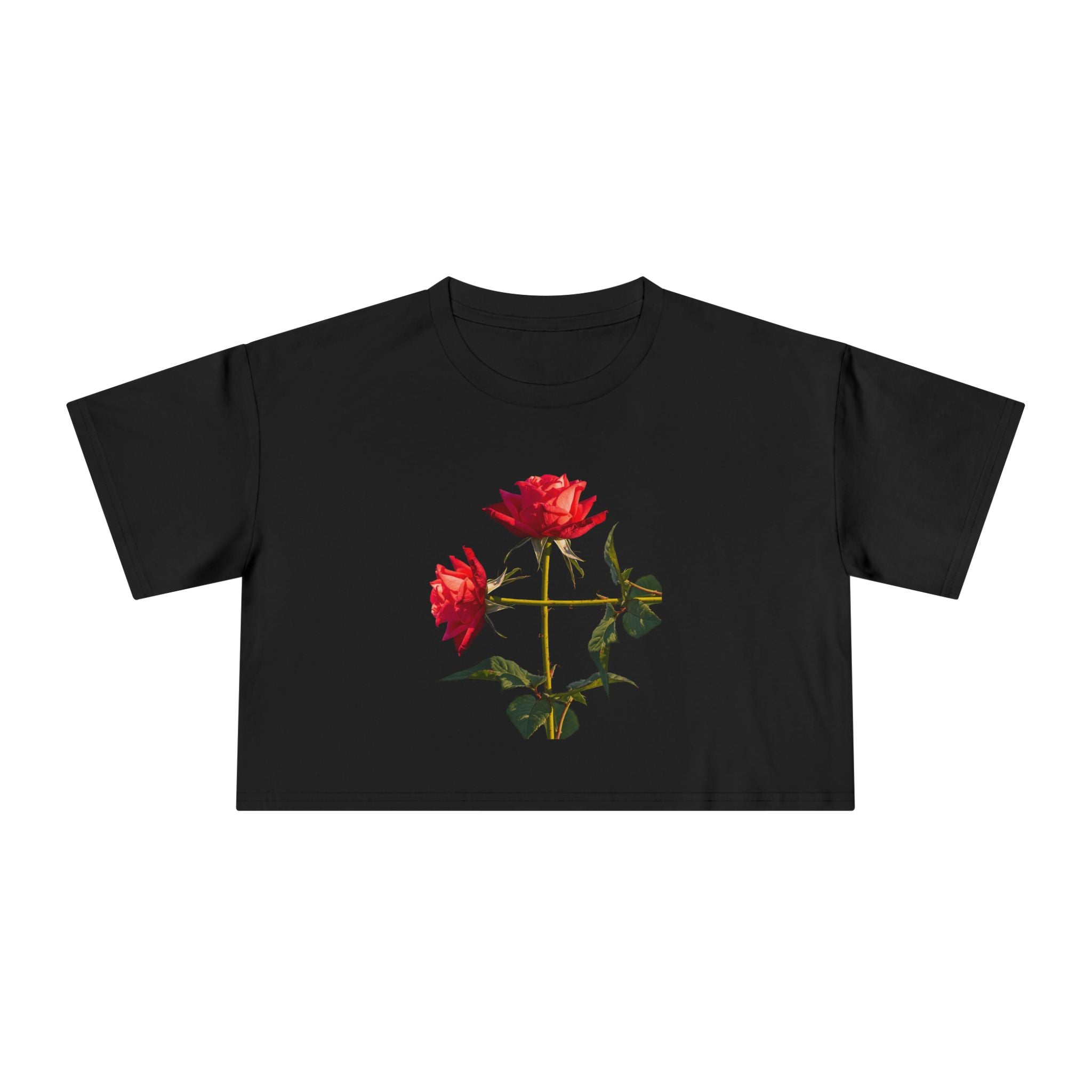 Cross Form Red Roses, Women's Crop Tee