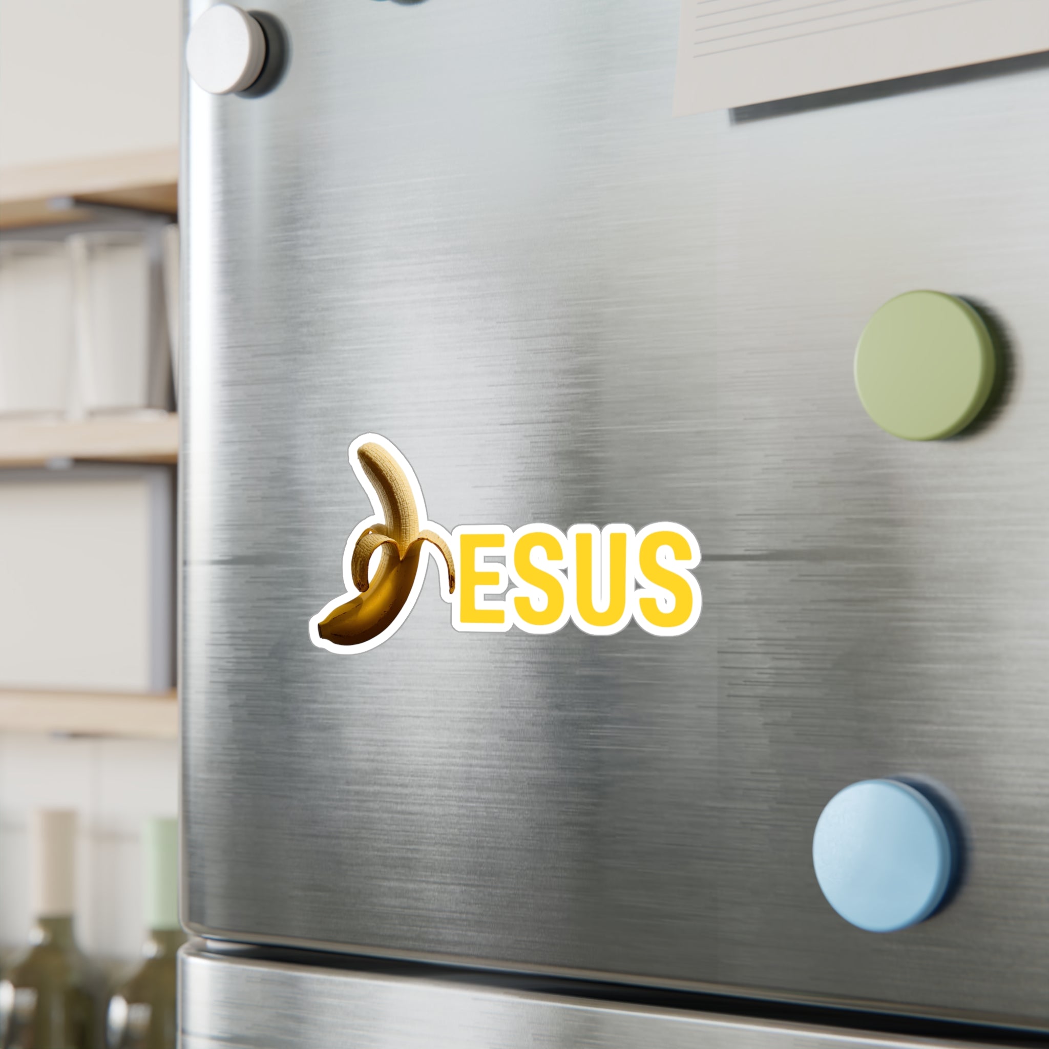 Jesus With Banana 2, Kiss-Cut Vinyl Decals, Sticker