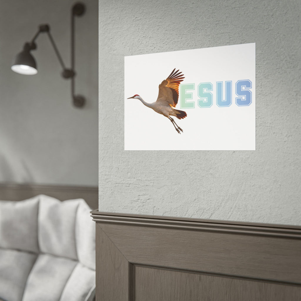 Jesus With Crane Bird, White Rolled Posters