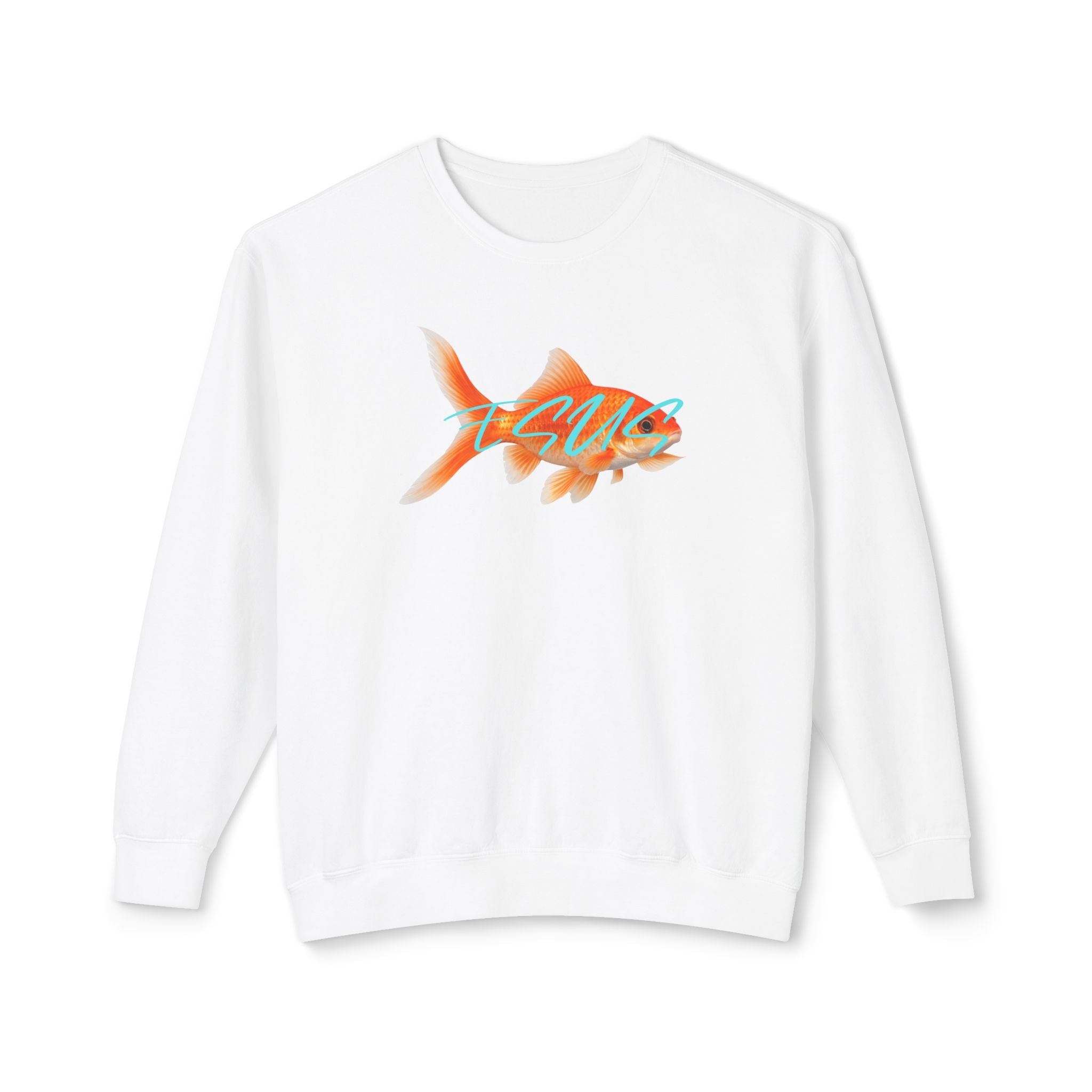 Jesus With Goldfish, 2 Sided Unisex Lightweight Crewneck Sweatshirt