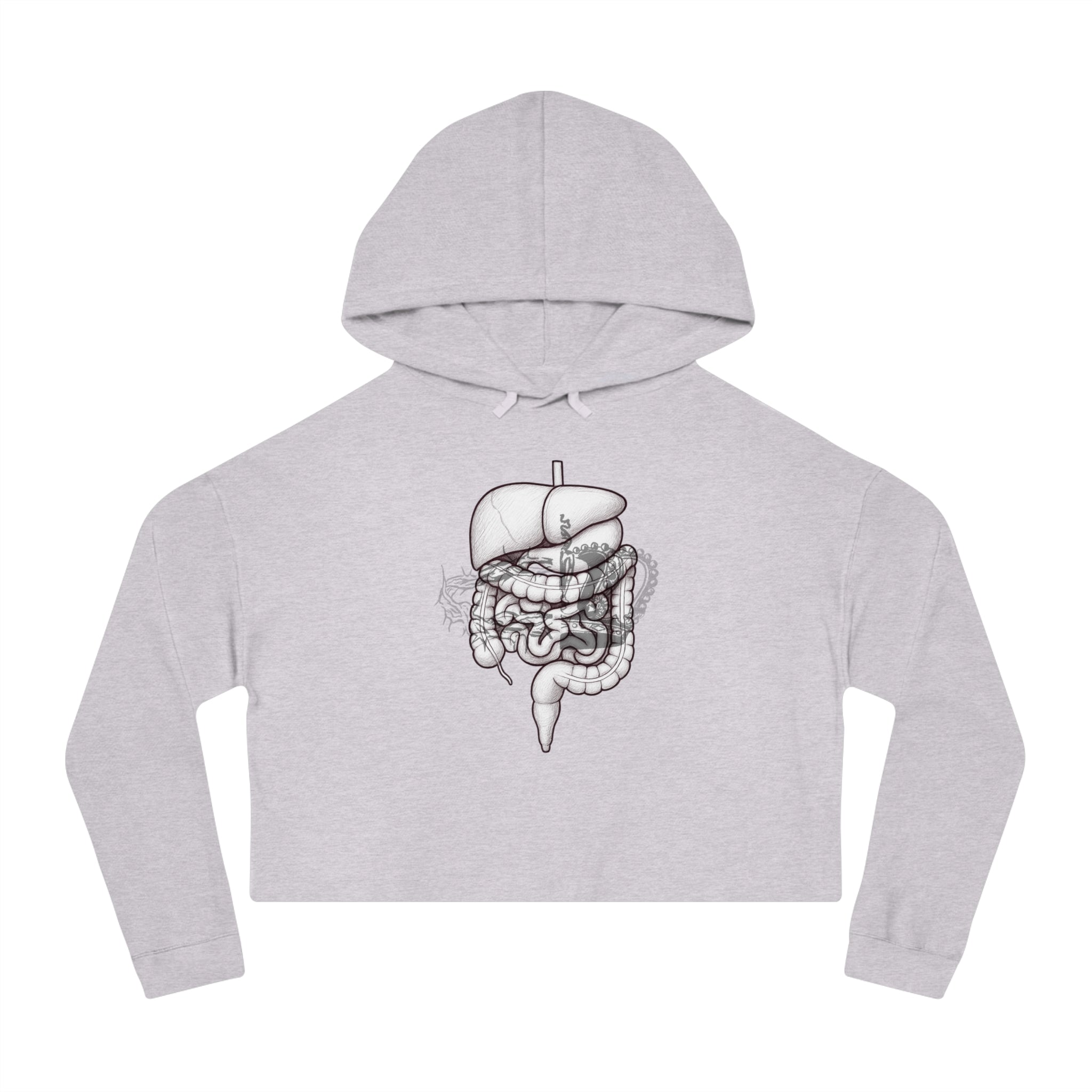 2 Crowns and Intestines, 2 Sided Women’s Cropped Hooded Sweatshirt