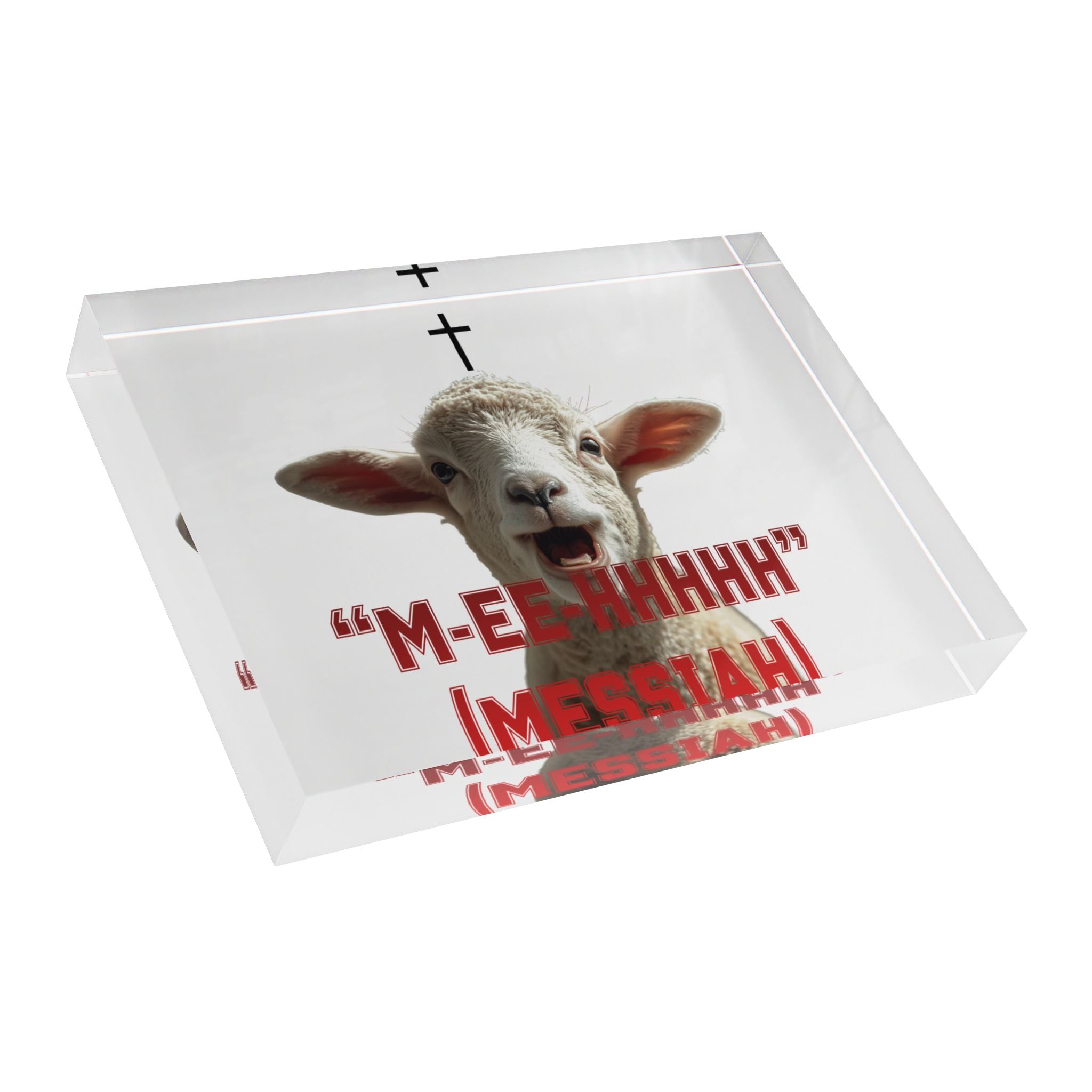 "M-EE-HHHHH" (Messiah)™ White Photo Block