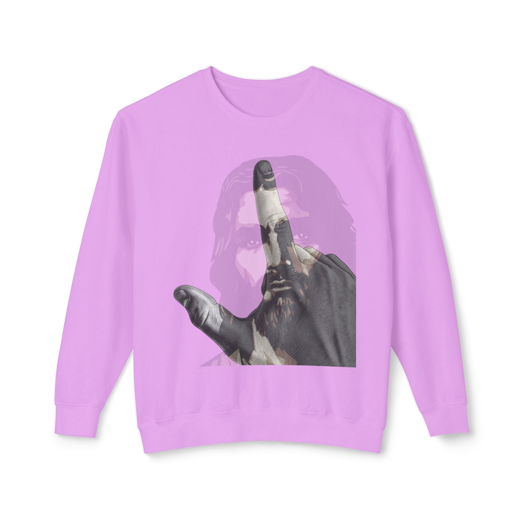 Jesus And J Hand Gesture, Large Print, Unisex Lightweight Crewneck Sweatshirt