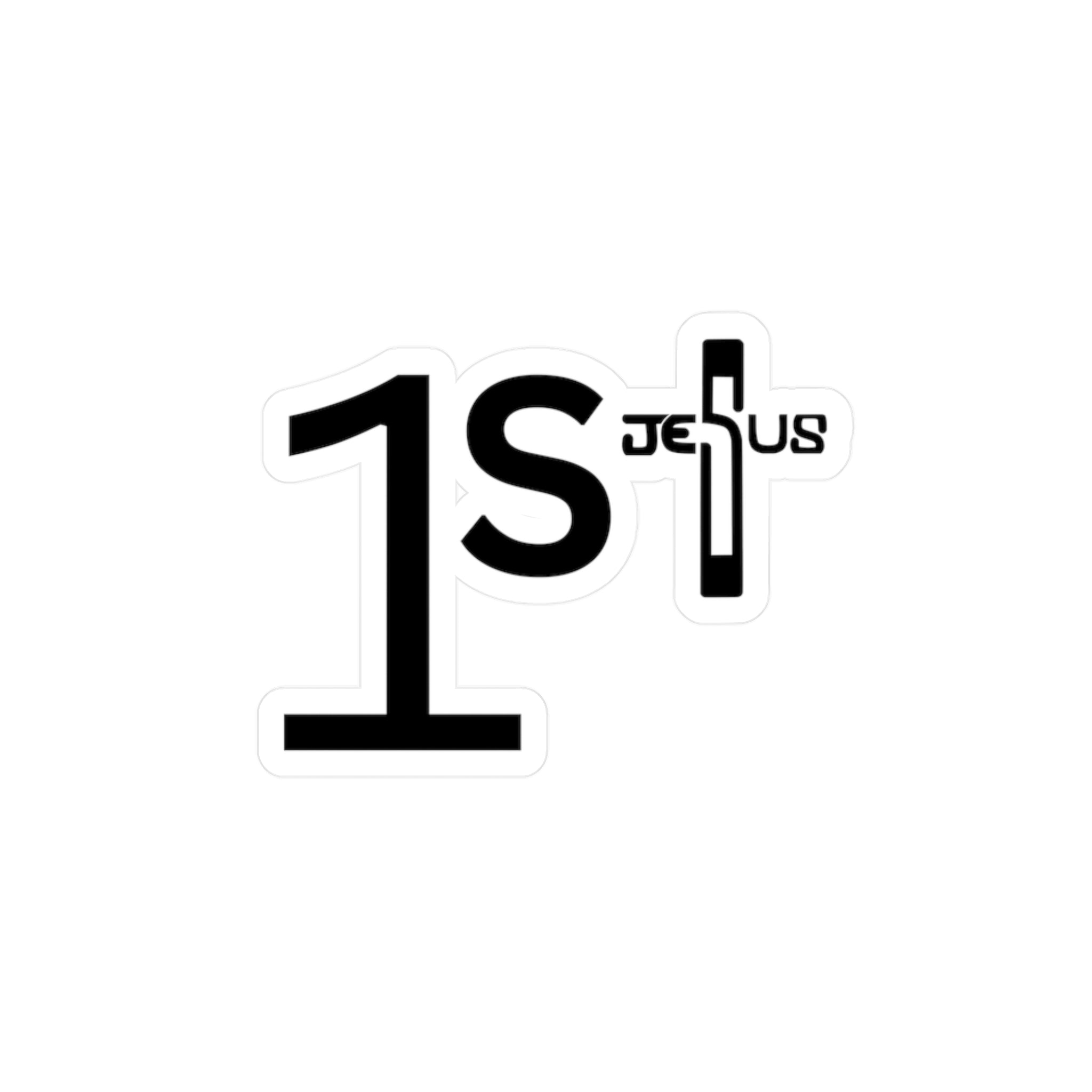 1st with Jesus Cross Kiss-Cut Vinyl Decals