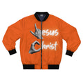 Jesus Christ With J & C Hand Gestures, Orange Men's Bomber Jacket (AOP)