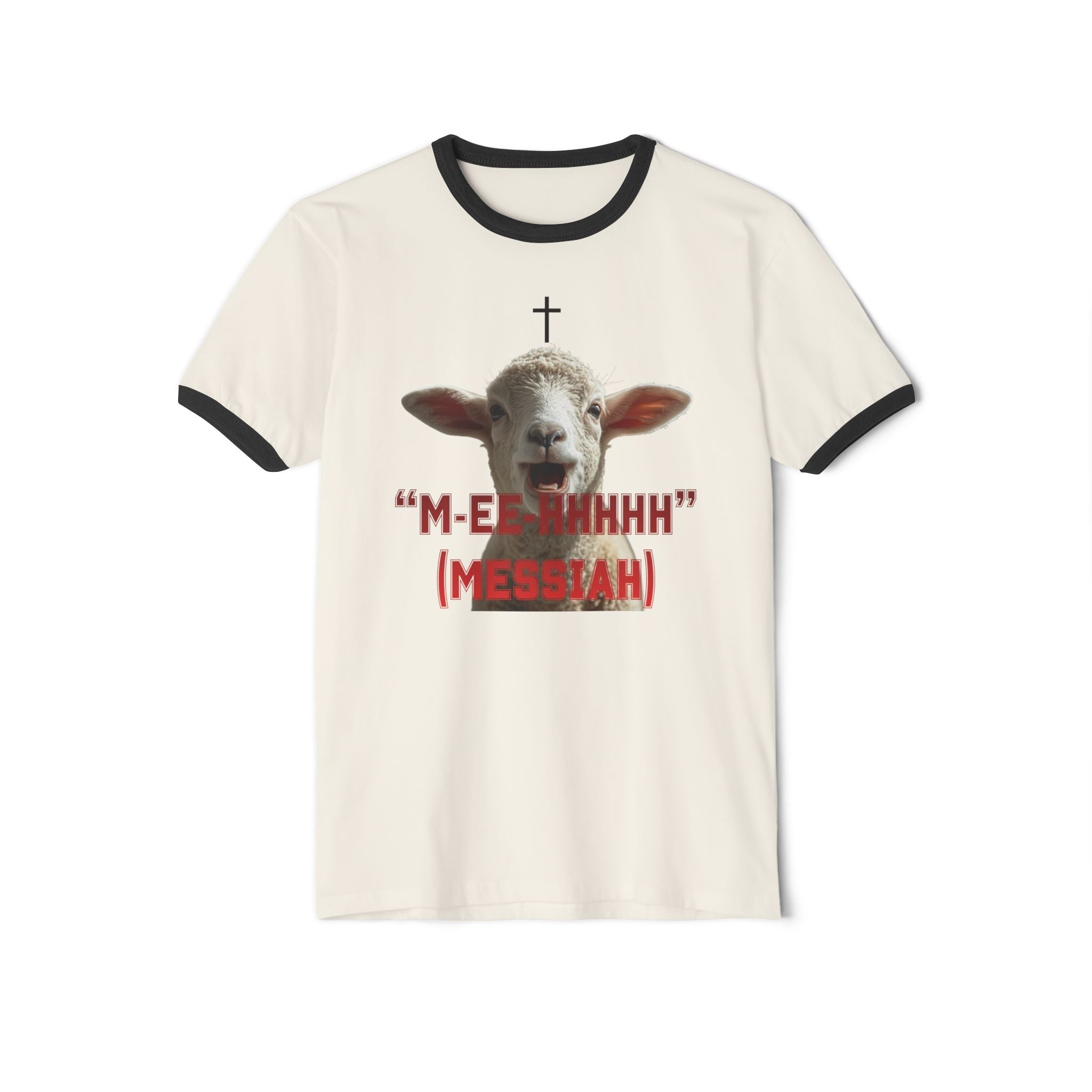 "M-EE-HHHHH" (Messiah)™ Unisex Cotton Ringer T-Shirt