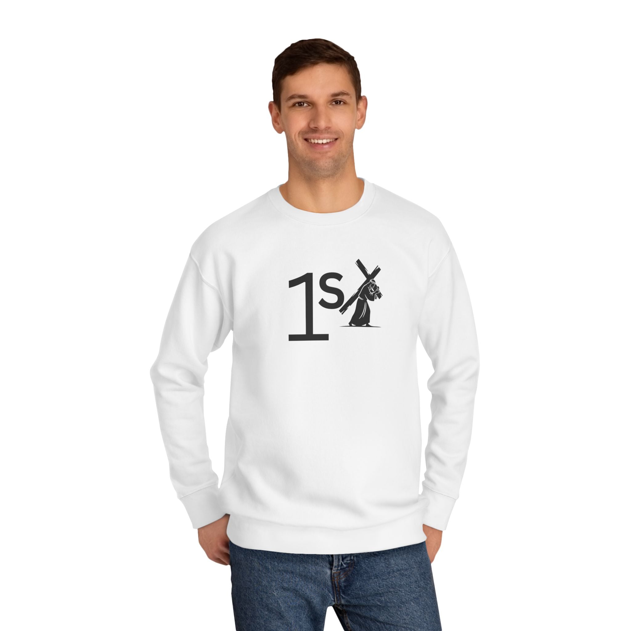 1st with Cross Unisex DryBlend® Crewneck Sweatshirt