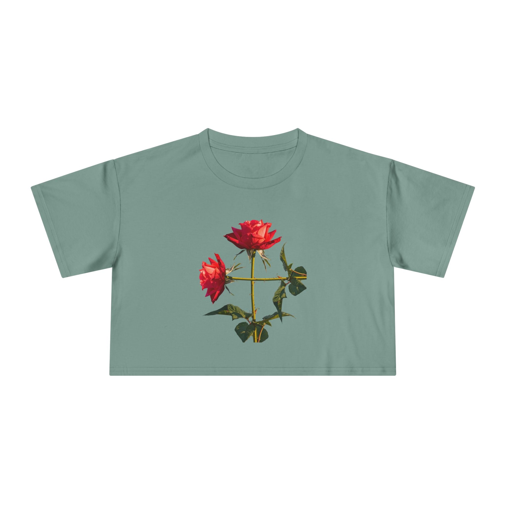 Cross Form Red Roses, Women's Crop Tee