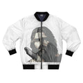 Jesus And J Hand Gesture, Men's White Bomber Jacket (AOP)