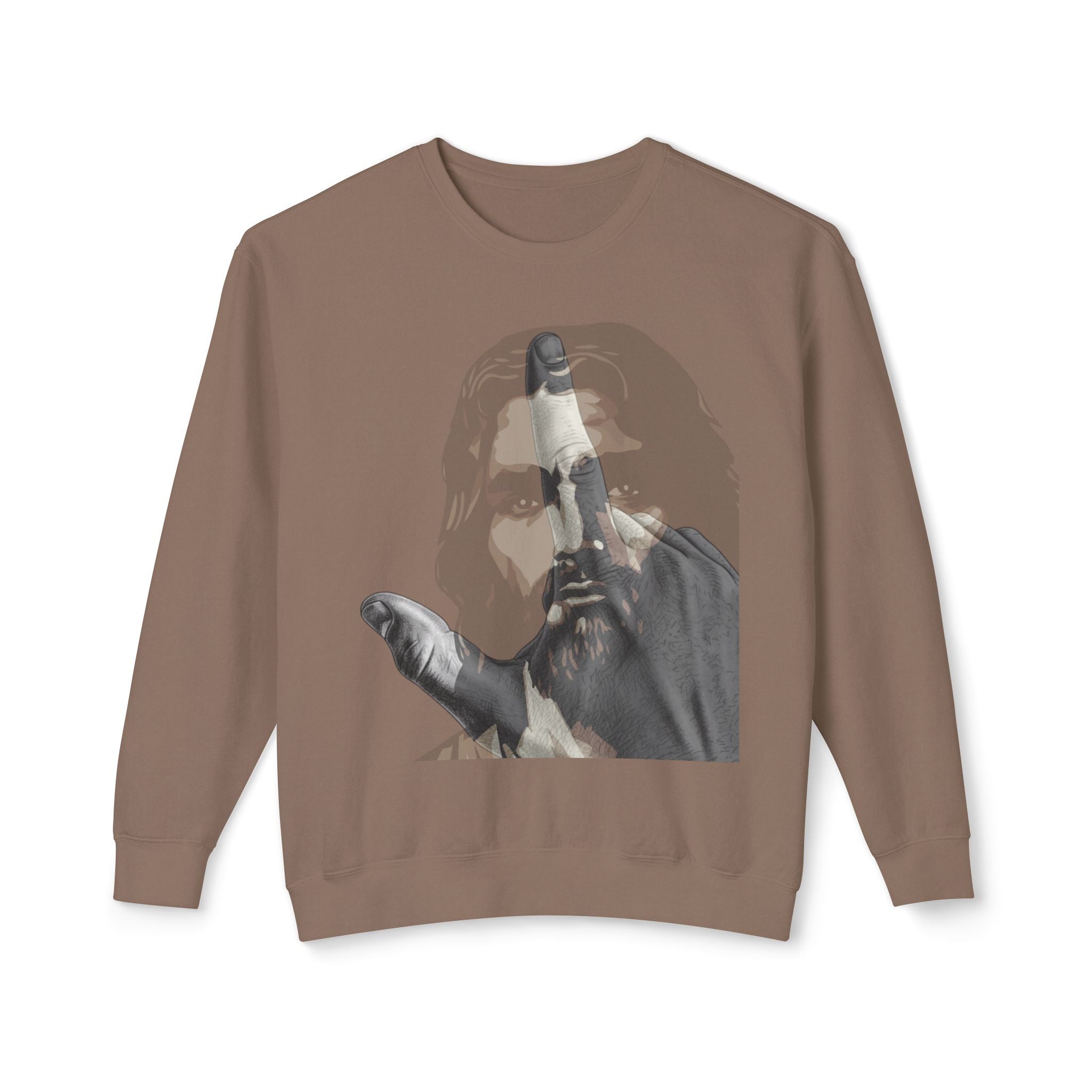 Jesus And J Hand Gesture, Large Print, Unisex Lightweight Crewneck Sweatshirt