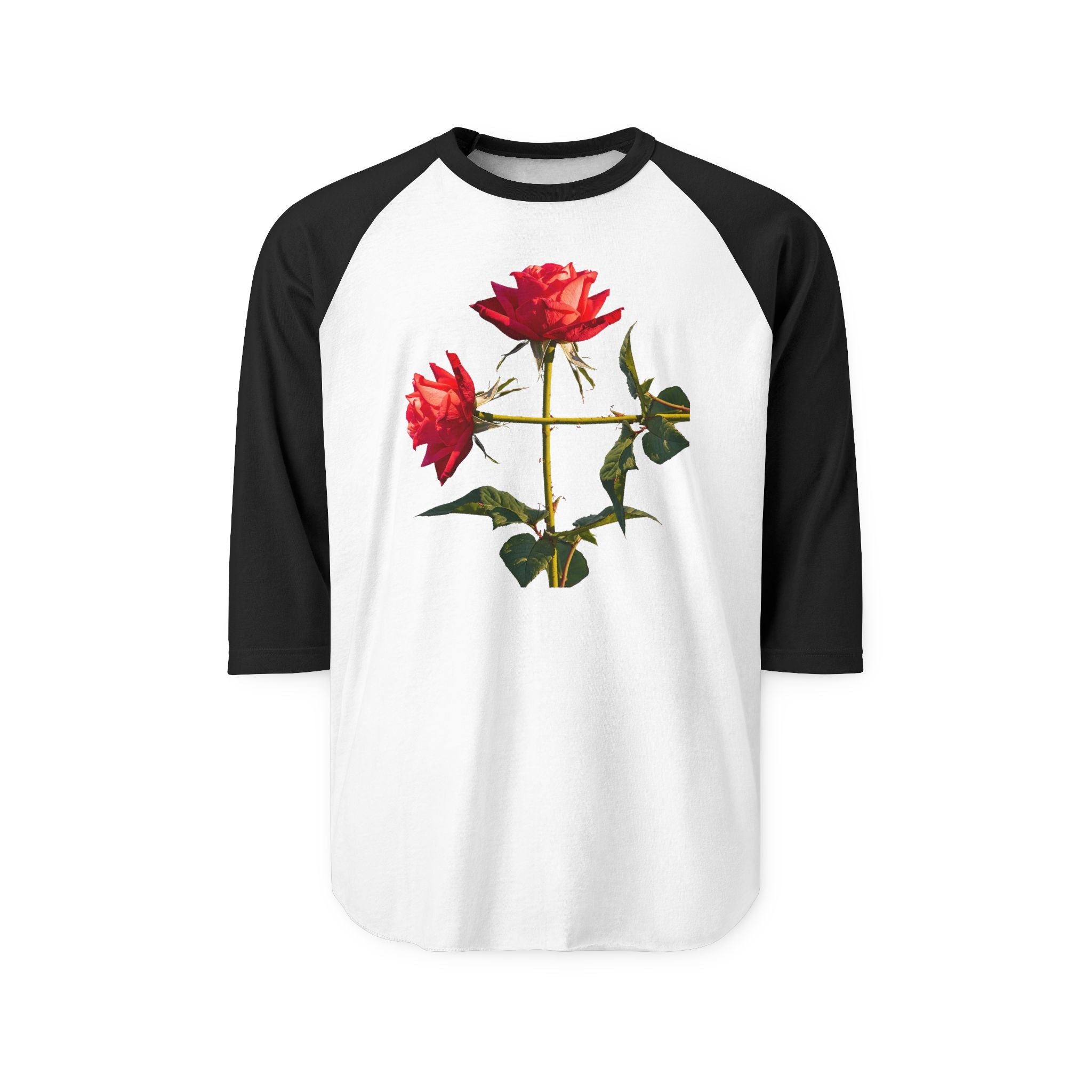 Cross Form With Red Roses, Unisex Three-Quarter Sleeve Raglan Shirt