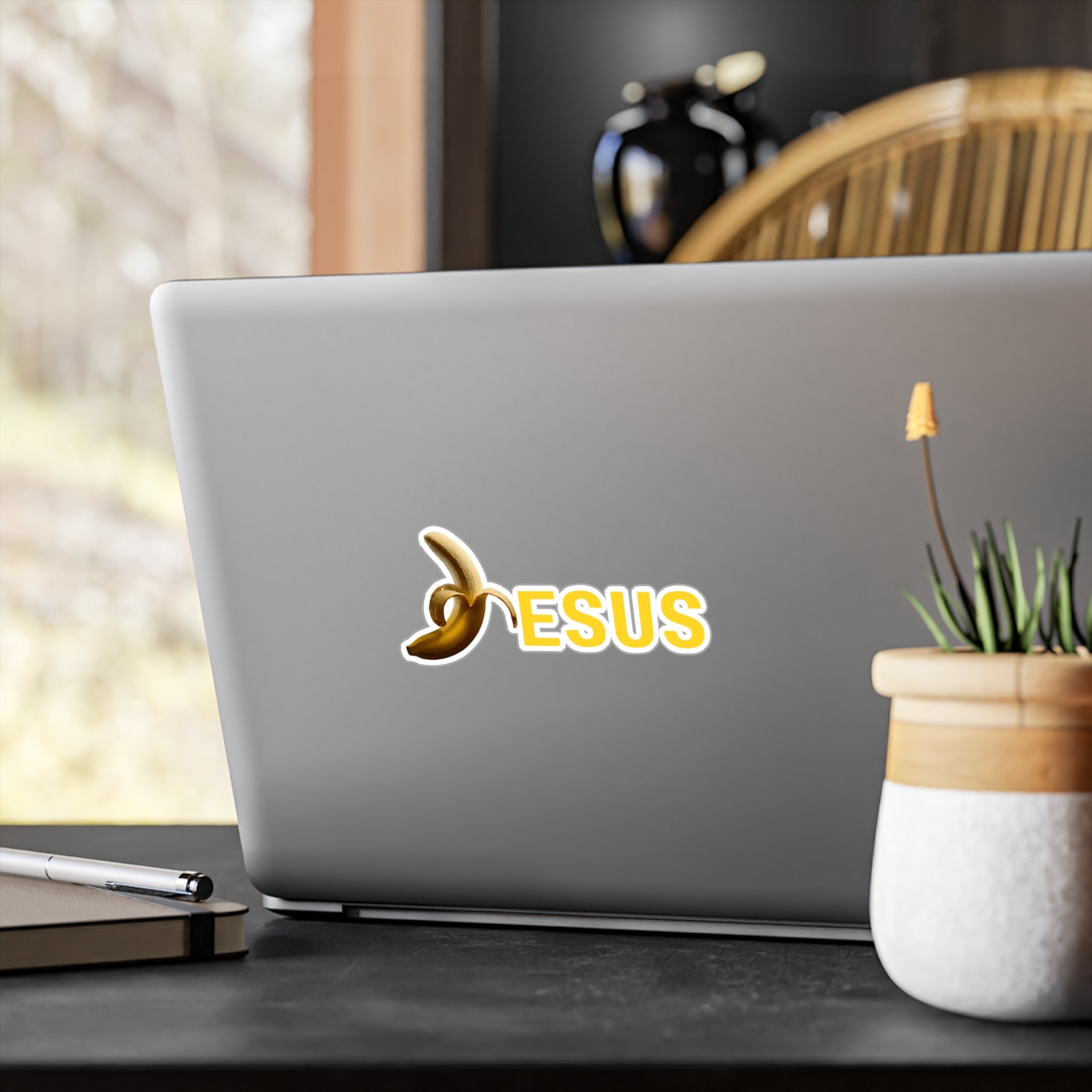 Jesus With Banana 2, Kiss-Cut Vinyl Decals, Sticker