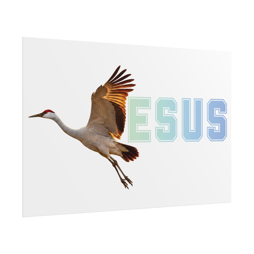 Jesus With Crane Bird, White Rolled Posters