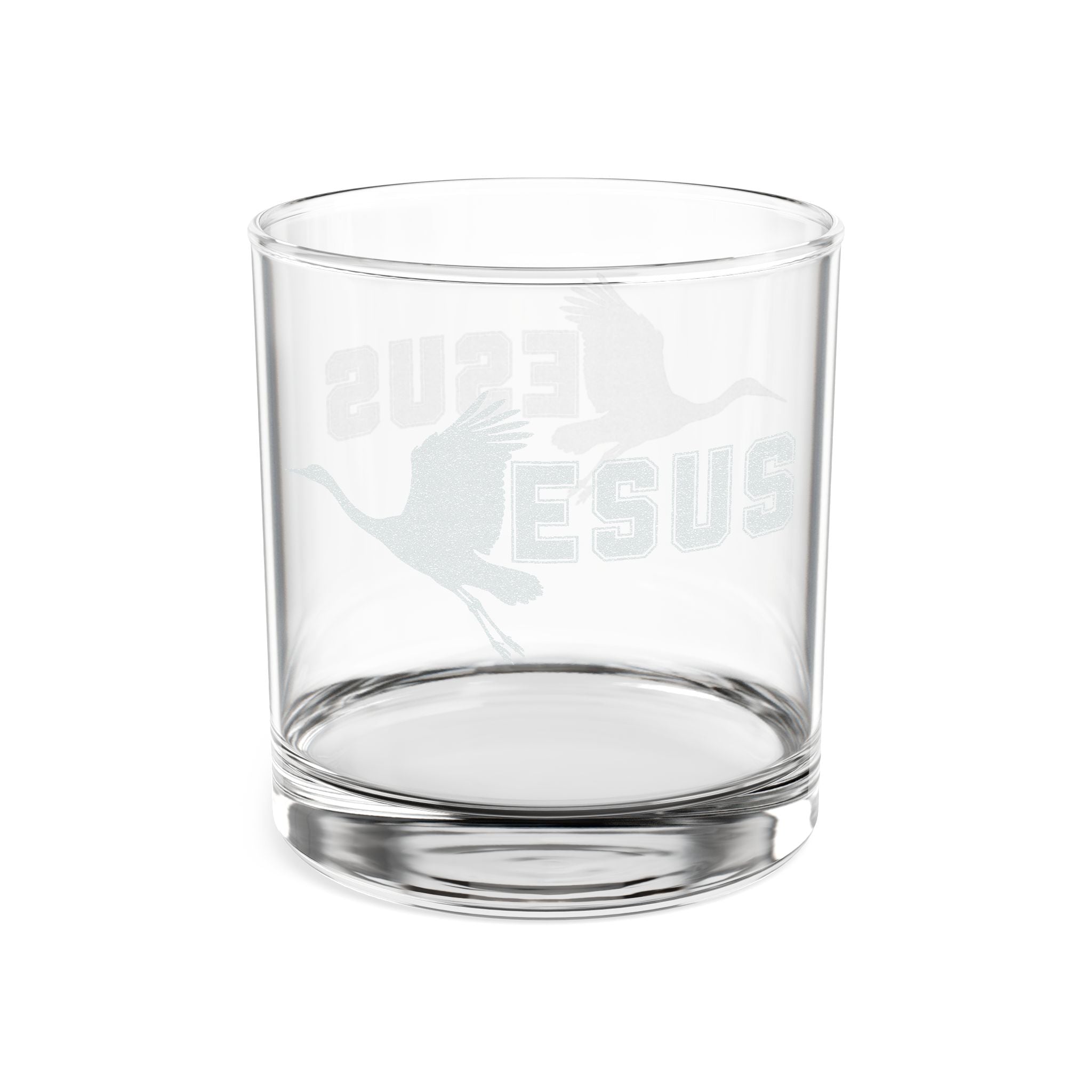 Jesus With Crane Bird, Rocks Glass, 10oz (Engraving)